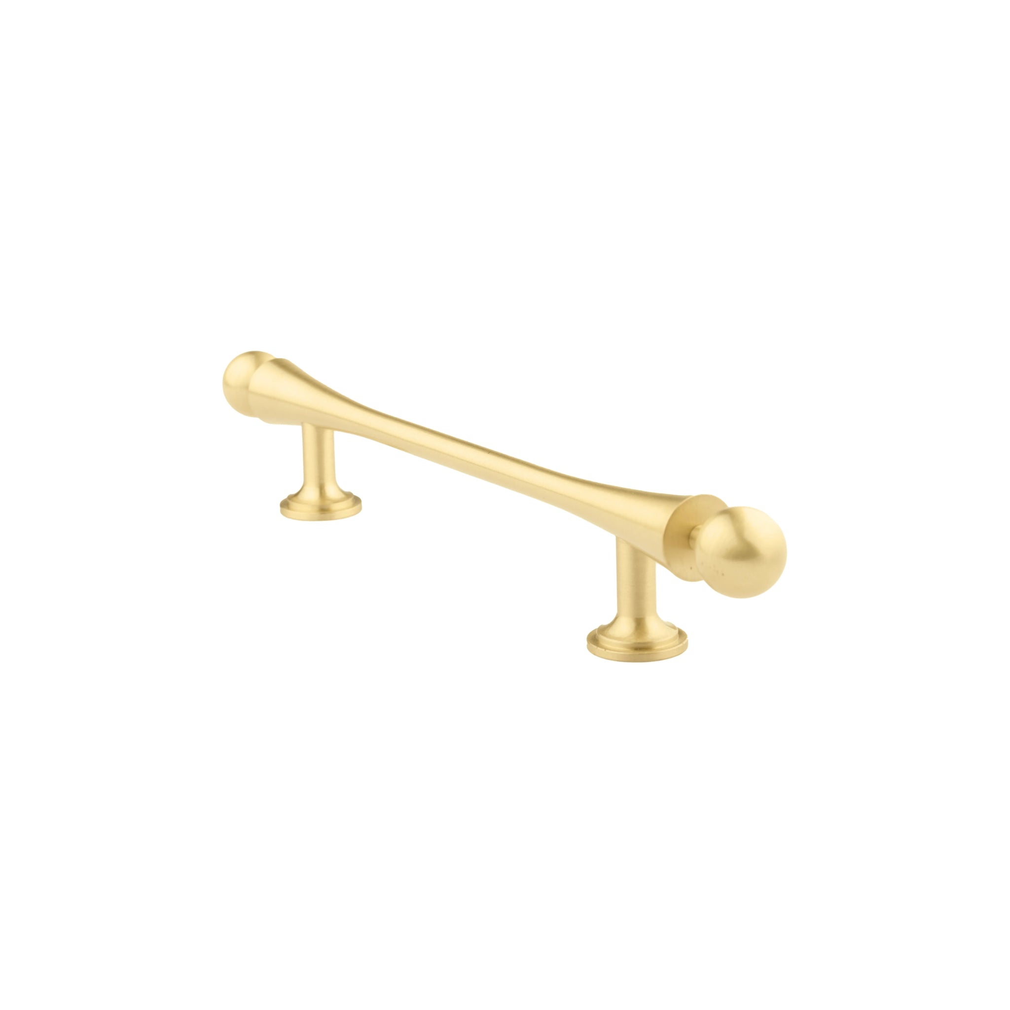 B‑0071 Felicity solid brass pull handle in brushed gold finish, available in 175 mm & 206 mm lengths, ideal for wardrobes, cabinets, drawers, doors and bathrooms by Mantara.