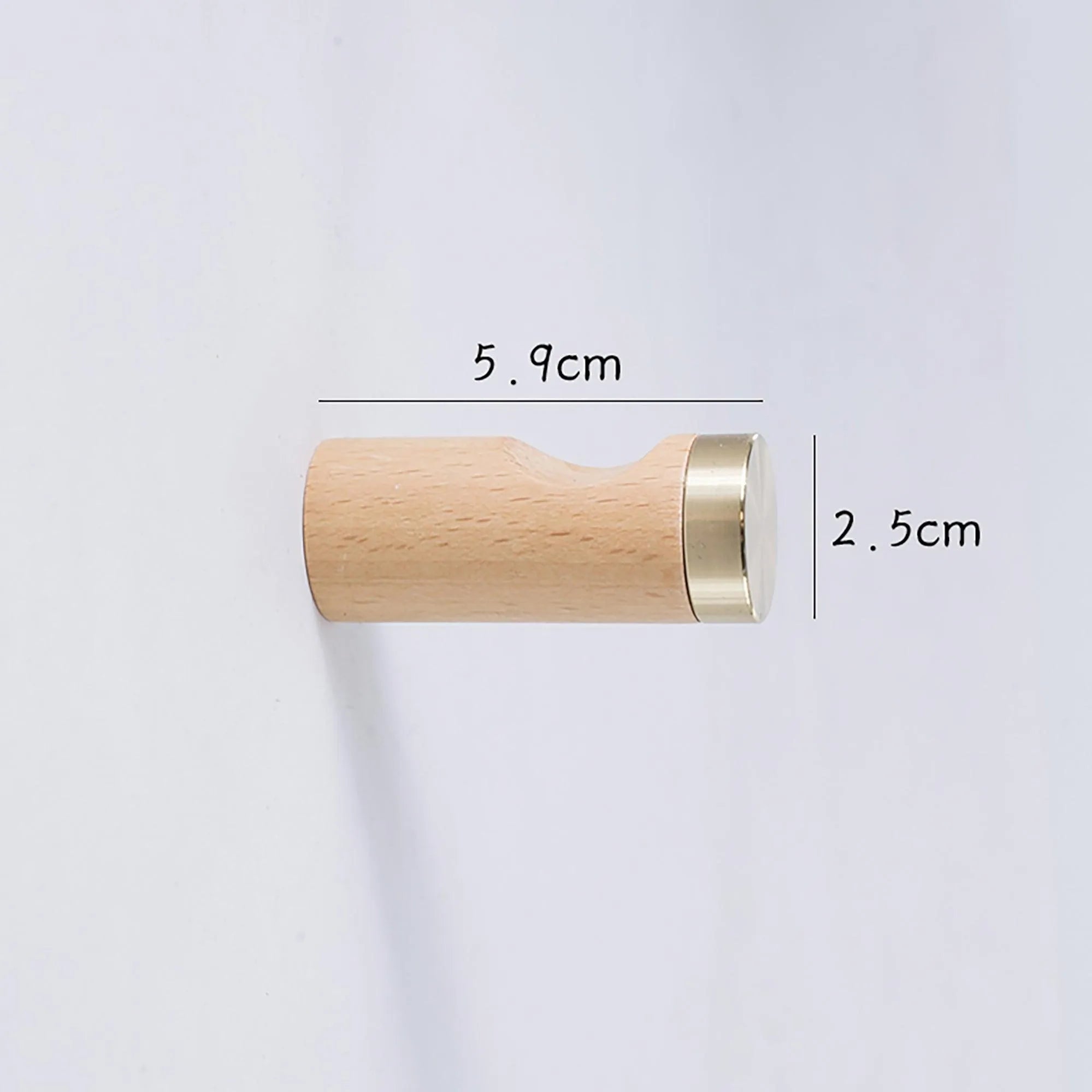 Flair Hook W-0013 in natural wood & polished brass, size Dia30×H68mm, ideal for home & hotel spaces—by Mantara.