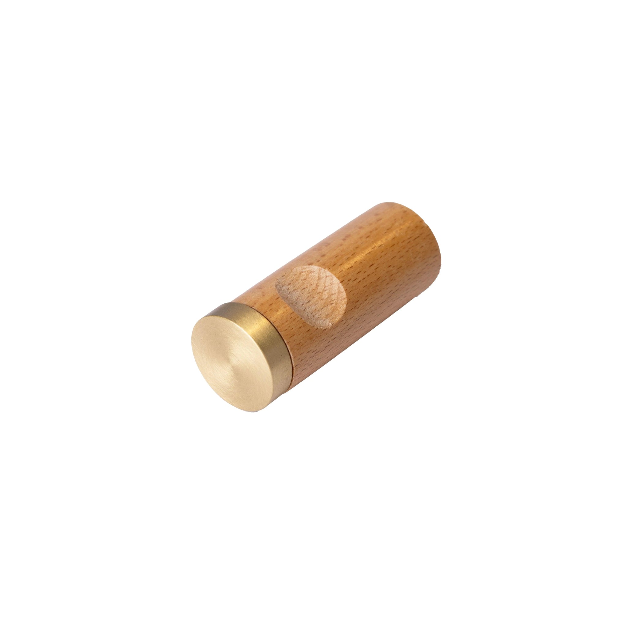 Flair Hook W-0013 in natural wood & polished brass, size Dia30×H68mm, ideal for home & hotel spaces—by Mantara.