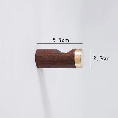 Flair Hook W-0013 in natural wood & polished brass, size Dia30×H68mm, ideal for home & hotel spaces—by Mantara.