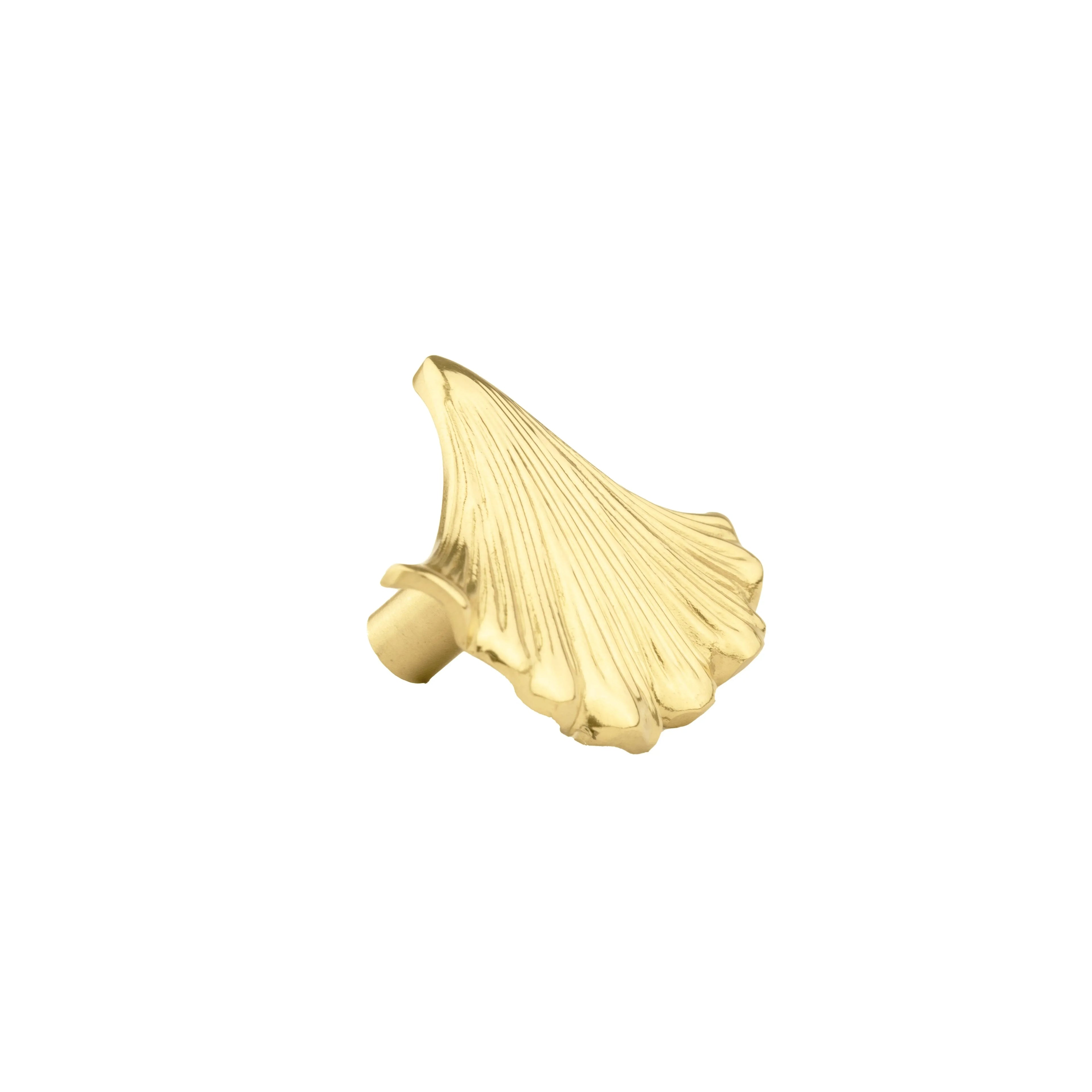 The Mantara B-0014 Floret Knob is a modern solid brass knob in brushed gold, ideal for doors, cabinets, and furniture.