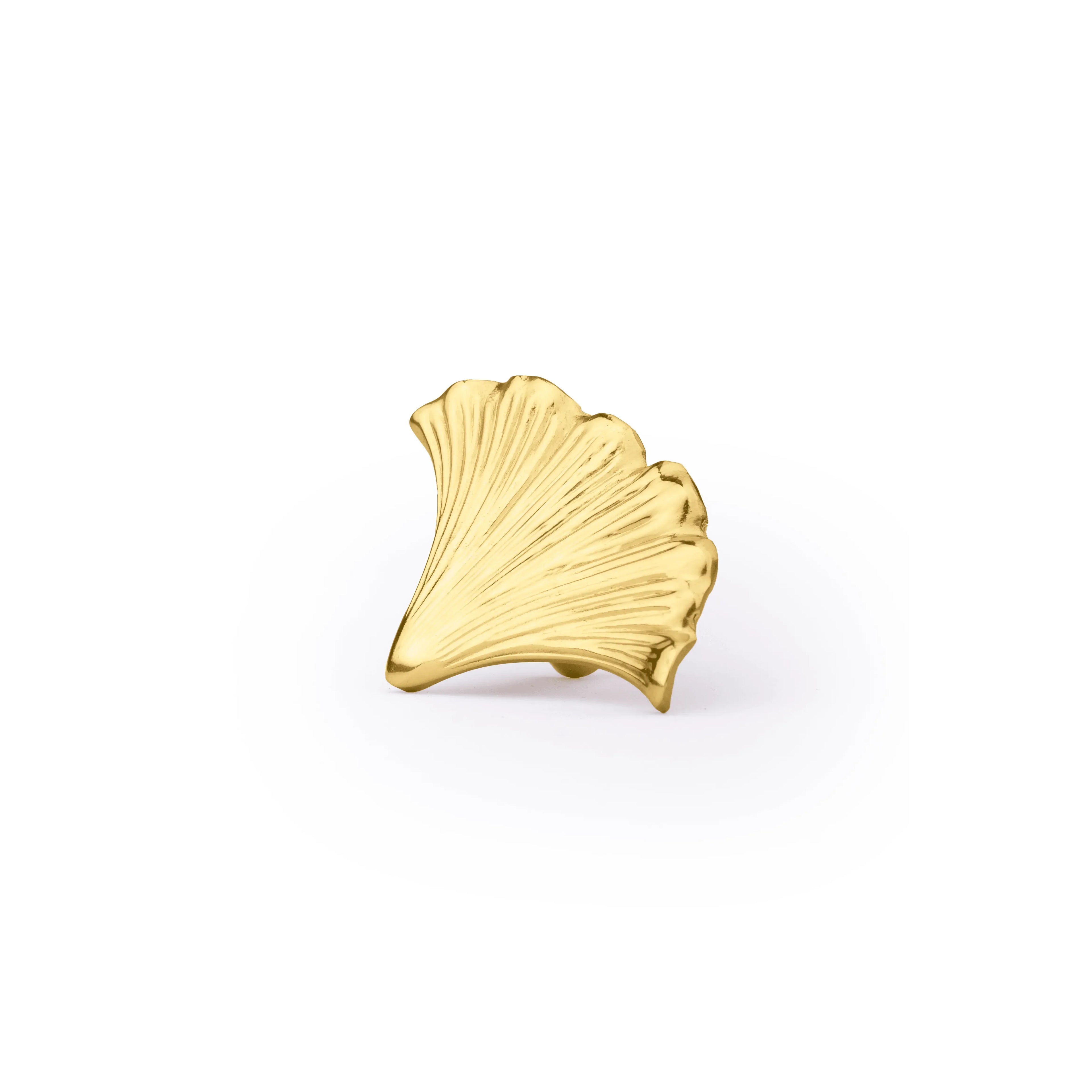 The Mantara B-0014 Floret Knob is a modern solid brass knob in brushed gold, ideal for doors, cabinets, and furniture.