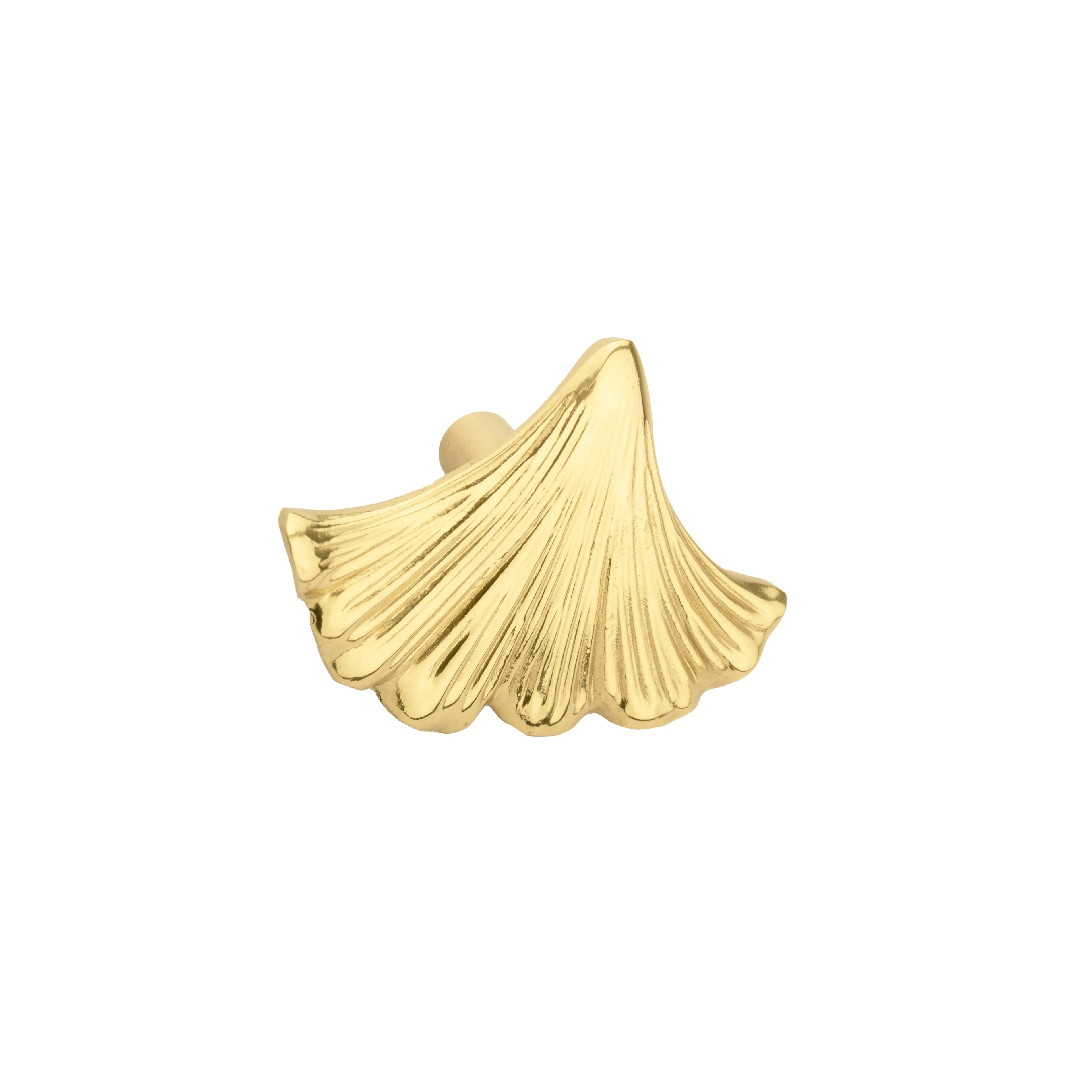 The Mantara B-0014 Floret Knob is a modern solid brass knob in brushed gold, ideal for doors, cabinets, and furniture.
