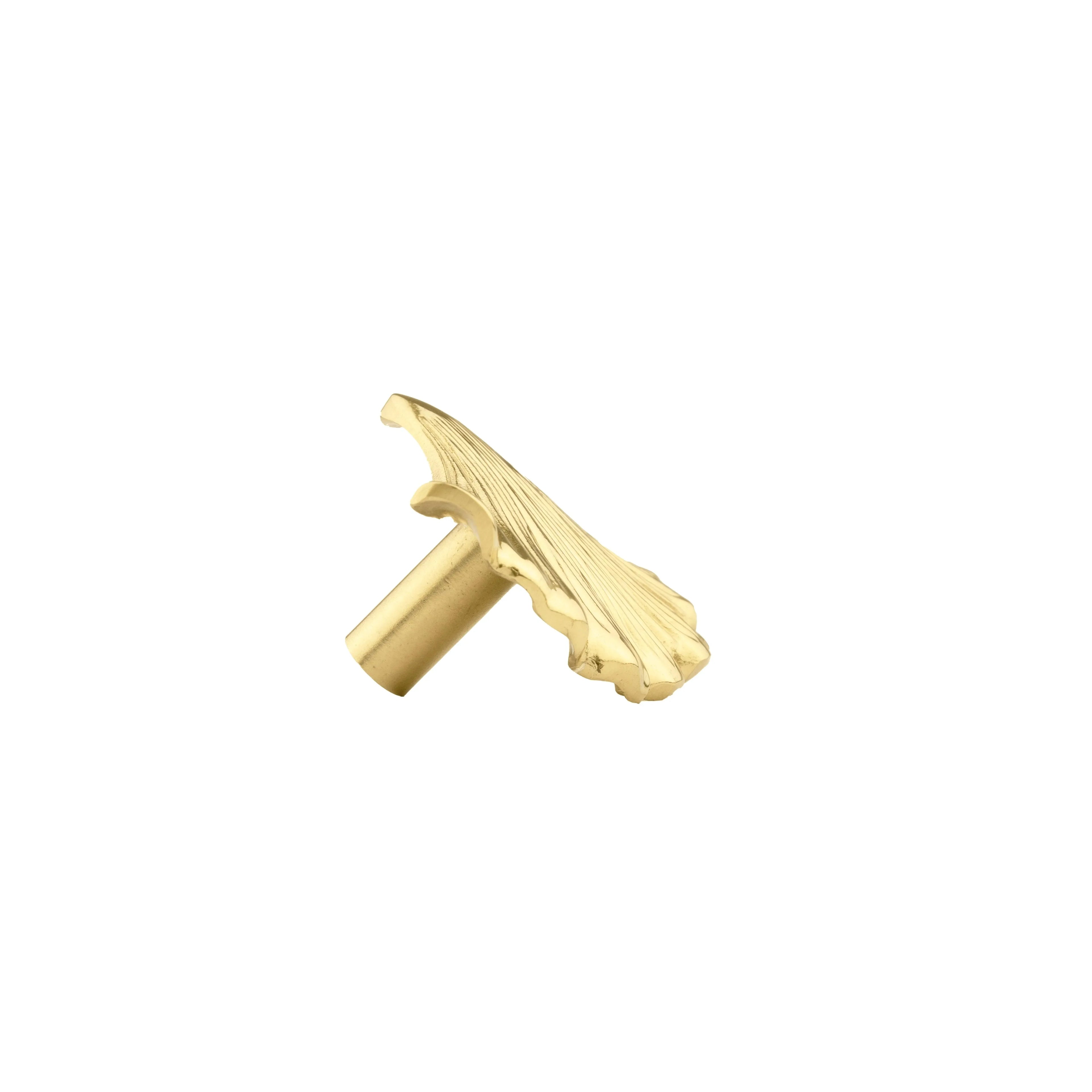 The Mantara B-0014 Floret Knob is a modern solid brass knob in brushed gold, ideal for doors, cabinets, and furniture.