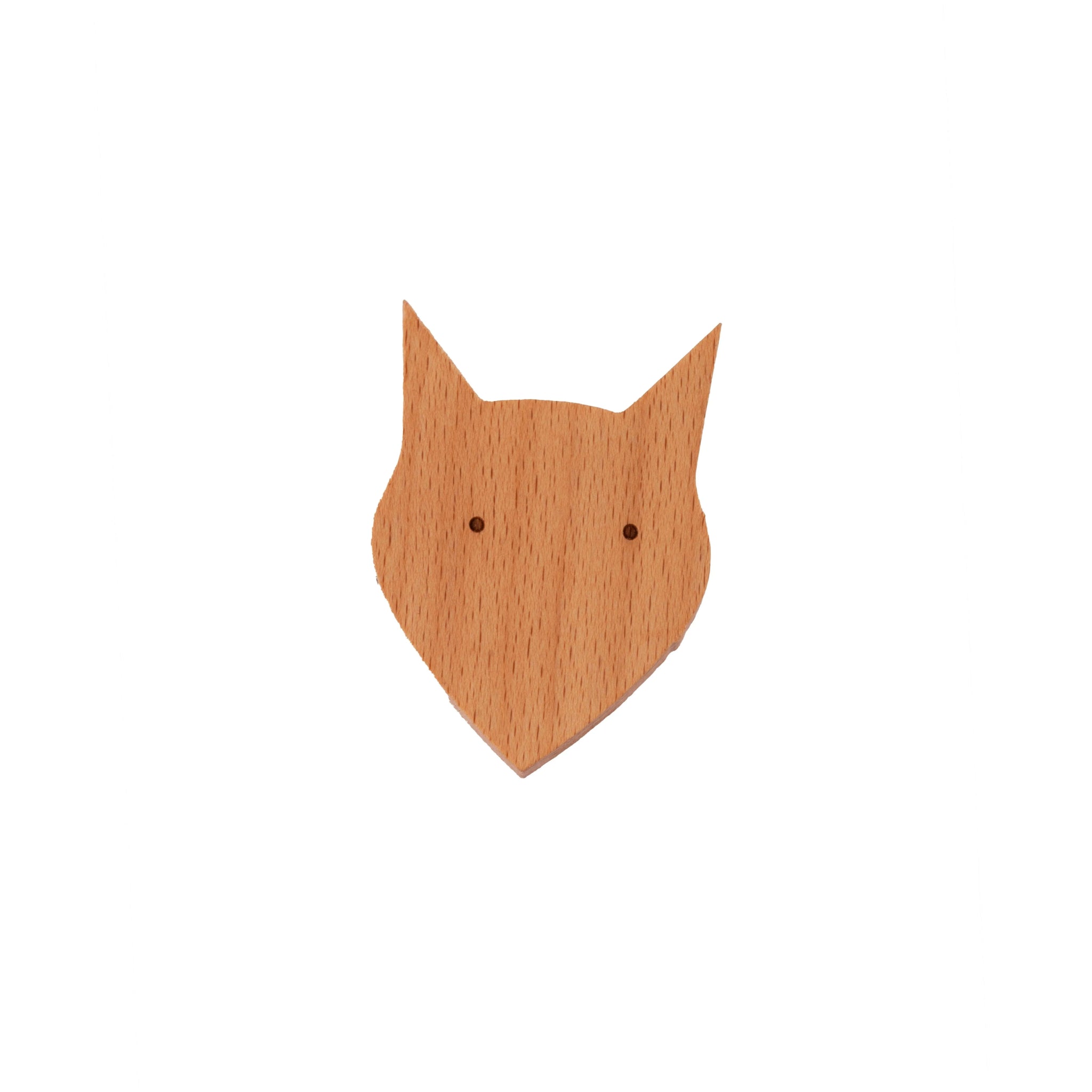 Mantara Fox Hook W-0024 is a modern wooden knob and wall hook in brushed beige finish, ideal for kids&