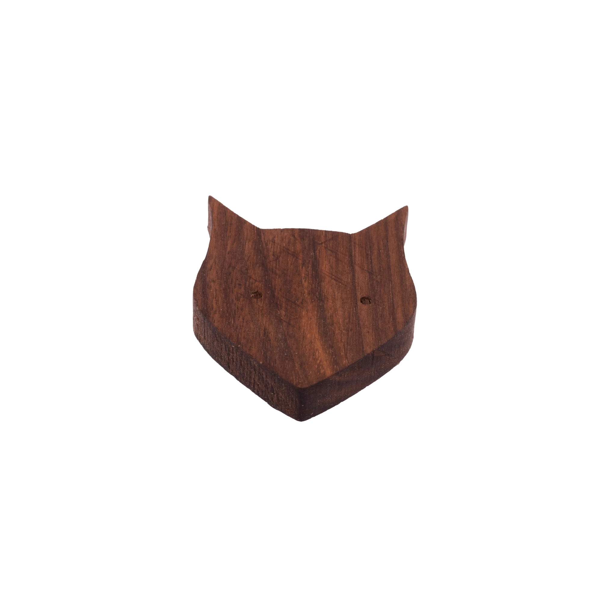 Mantara Fox Hook W-0024 is a modern wooden knob and wall hook in brushed walnut finish, ideal for kids&