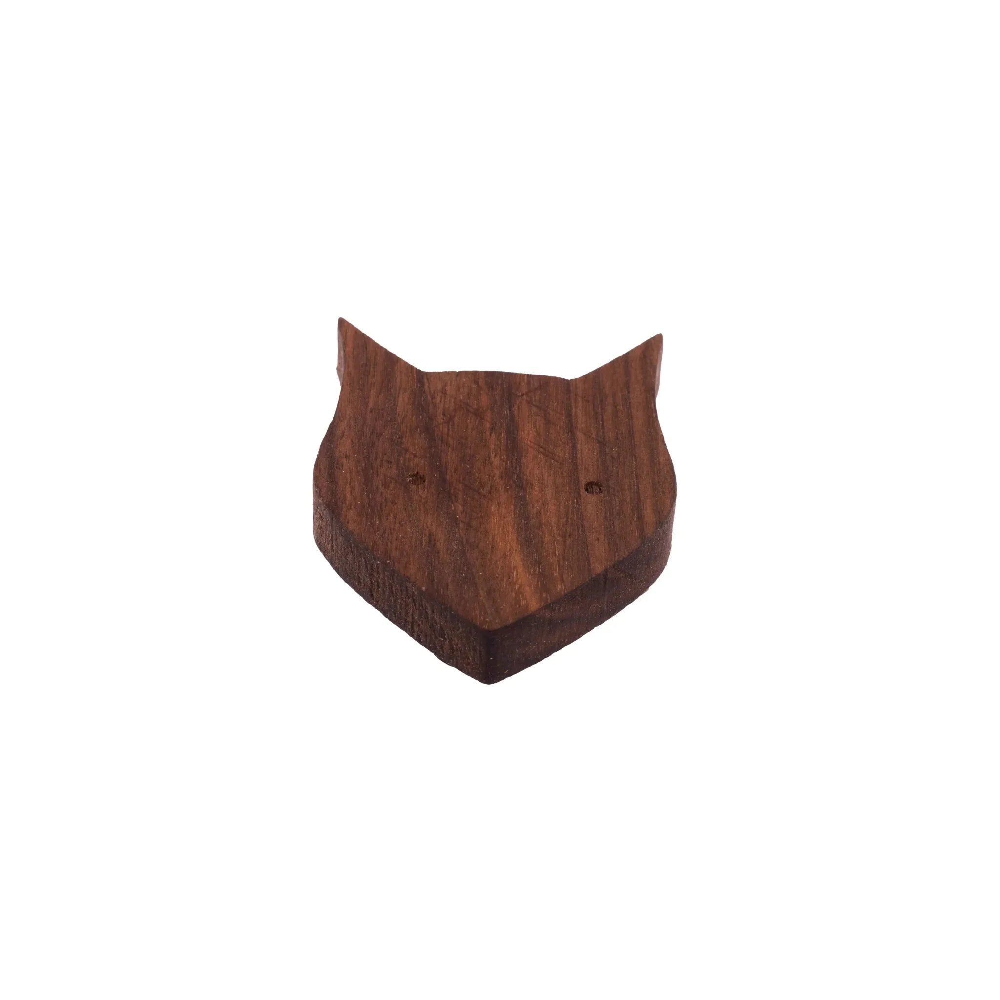 Mantara Fox Hook W-0024 is a modern wooden knob and wall hook in brushed walnut finish, ideal for kids&