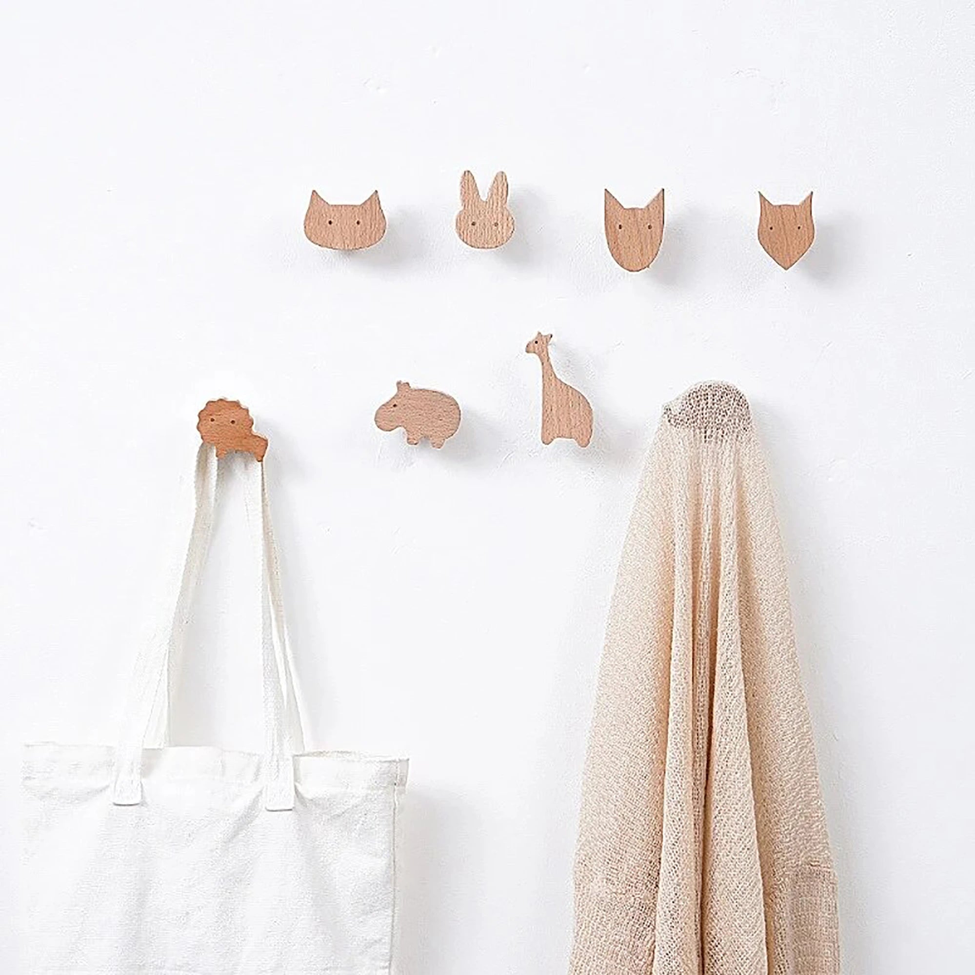 Mantara Fox Hook SKU W-0024 is a modern wooden knob and wall hook in brushed beige finish, ideal for kids&