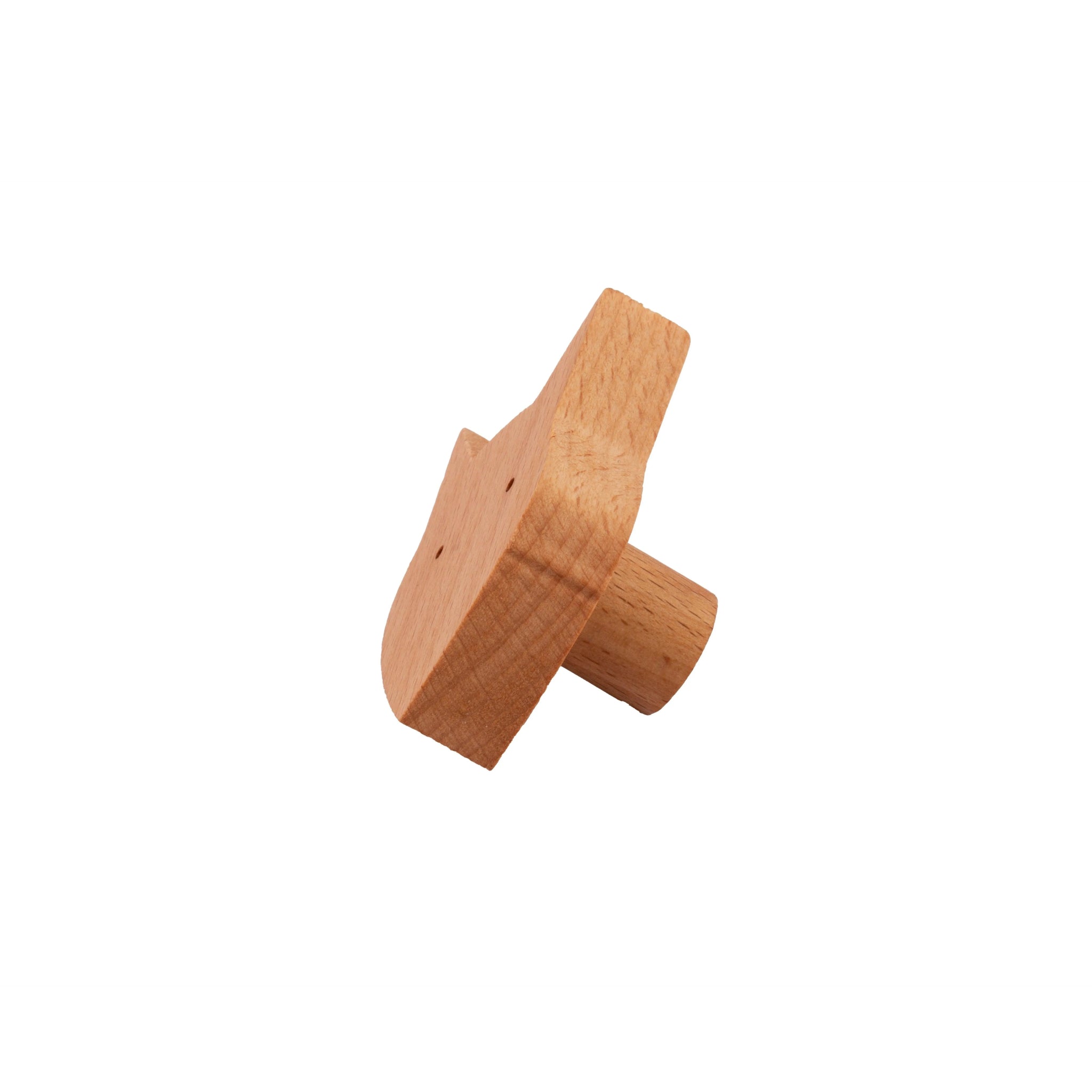 Mantara Fox Hook W-0024 is a modern wooden knob and wall hook in brushed beige finish, ideal for kids&
