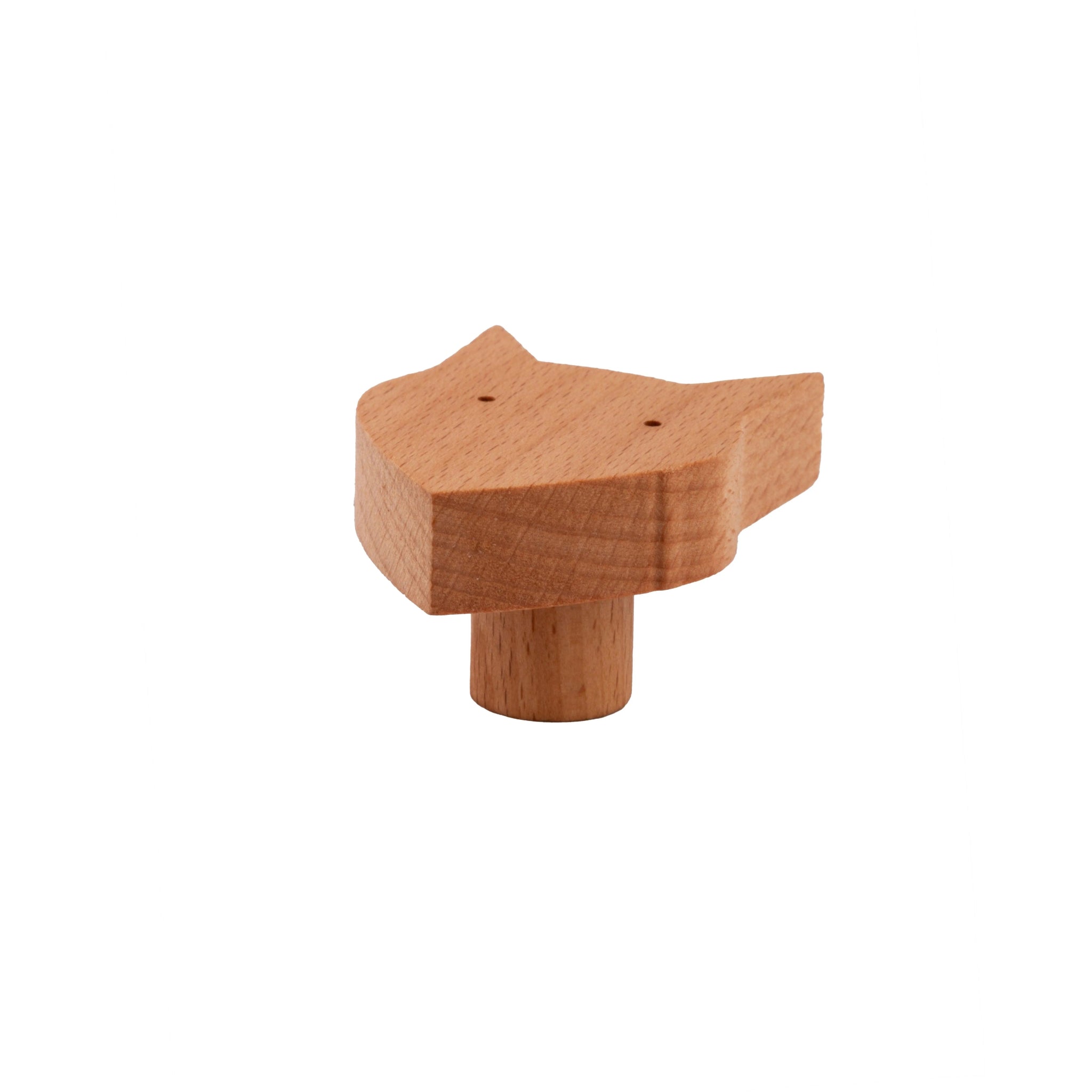 Mantara Fox Hook W-0024 is a modern wooden knob and wall hook in brushed beige finish, ideal for kids&