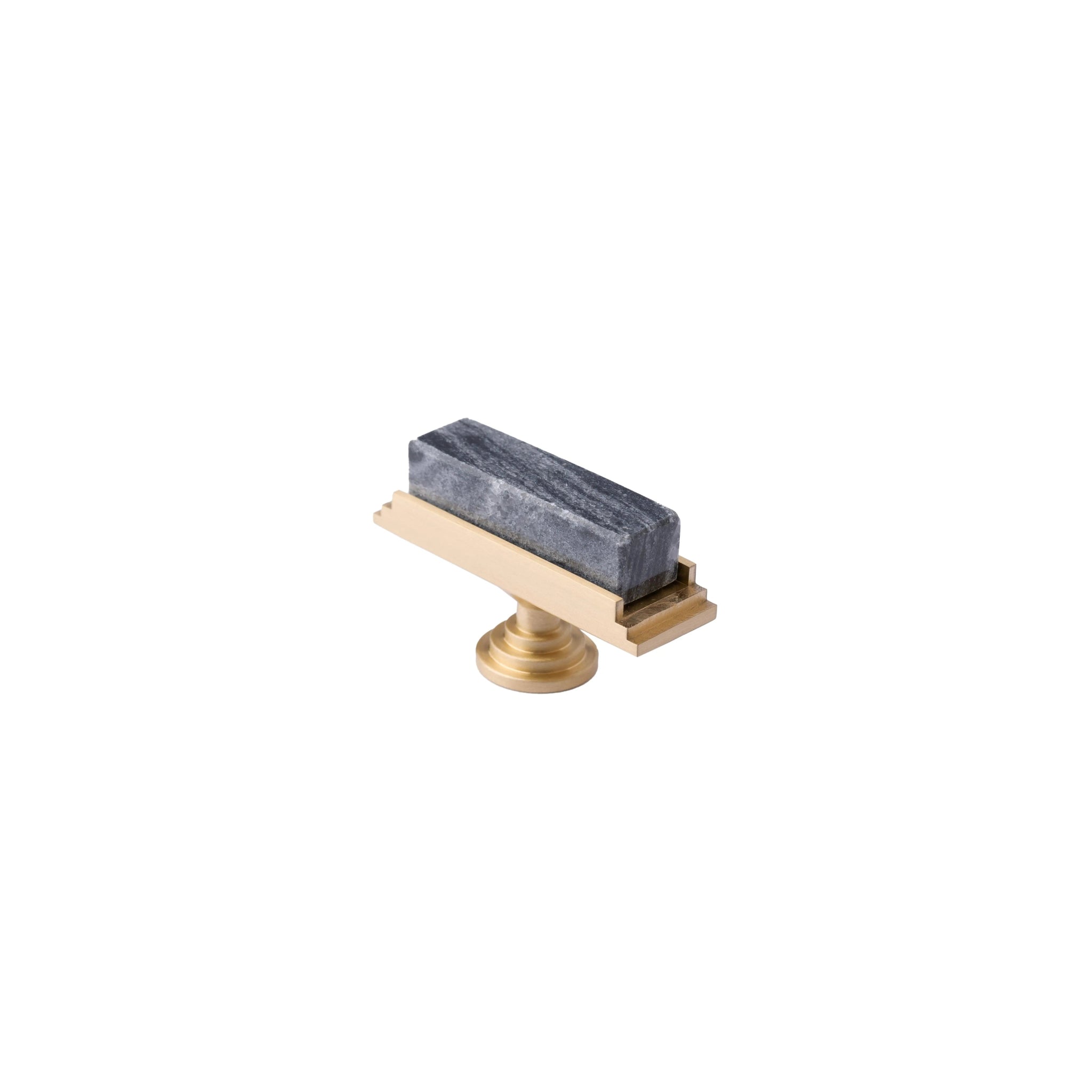 Fuji Handle M-0010 in Grey marble & brass, brushed finish, 50mm, for kitchen cabinets & drawers by Mantara