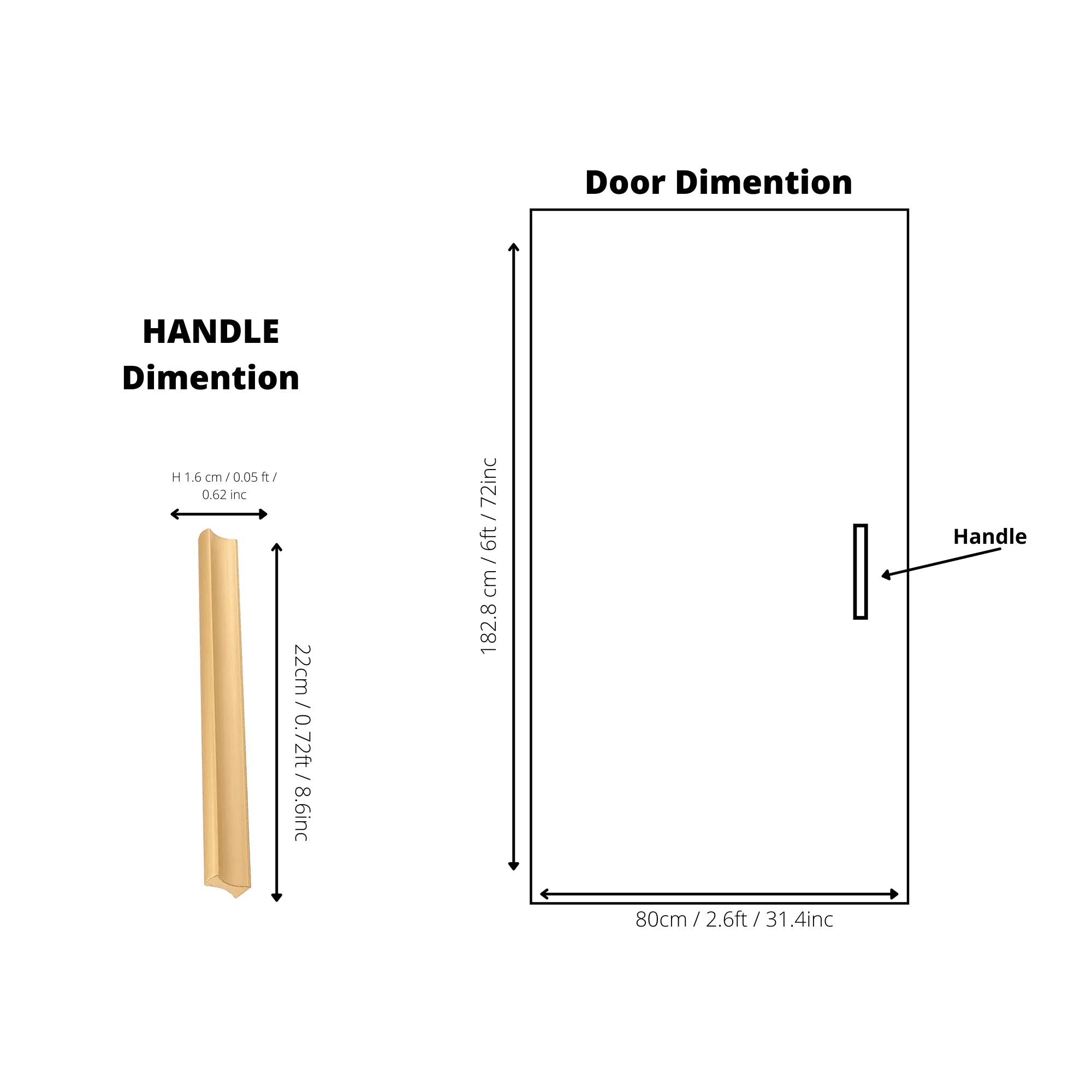 B‑0078 Galactic handle in brushed brass, available in sizes from 32 mm to 400 mm, sleek modern pull for wardrobes, doors, drawers and kitchen cabinets by Mantara.