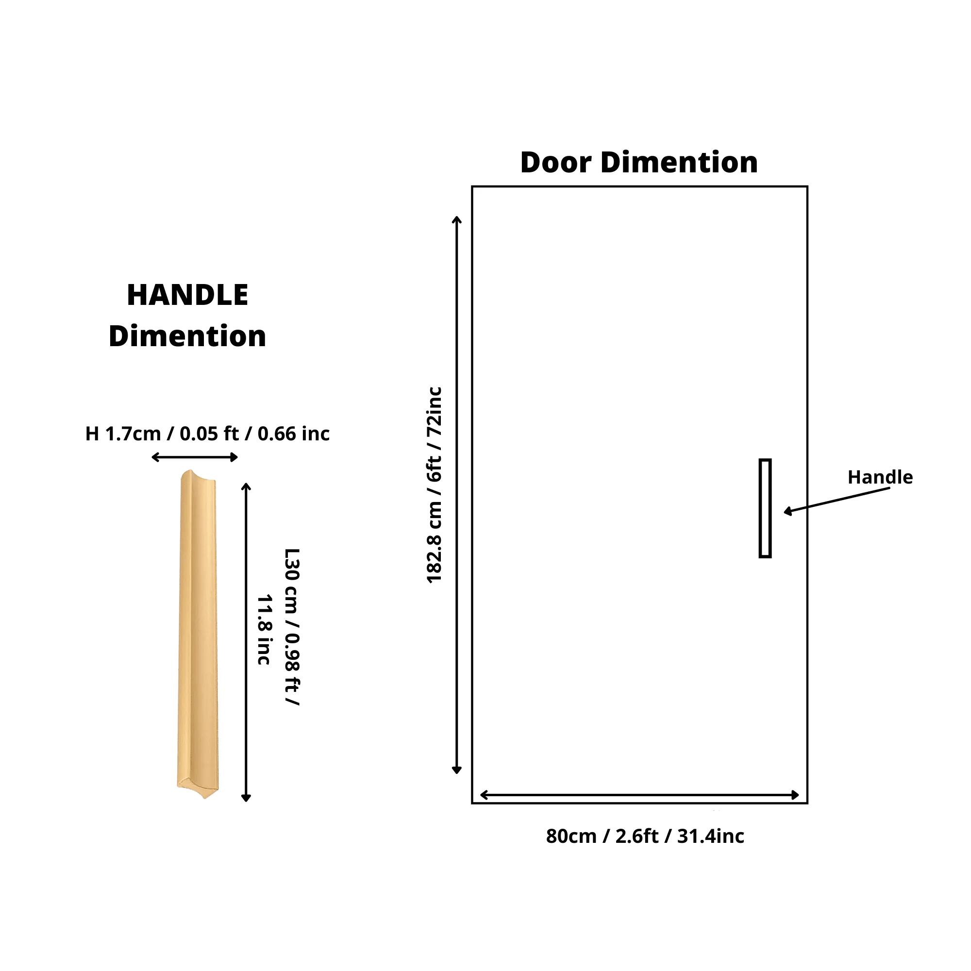 B‑0078 Galactic handle in brushed brass, available in sizes from 32 mm to 400 mm, sleek modern pull for wardrobes, doors, drawers and kitchen cabinets by Mantara.