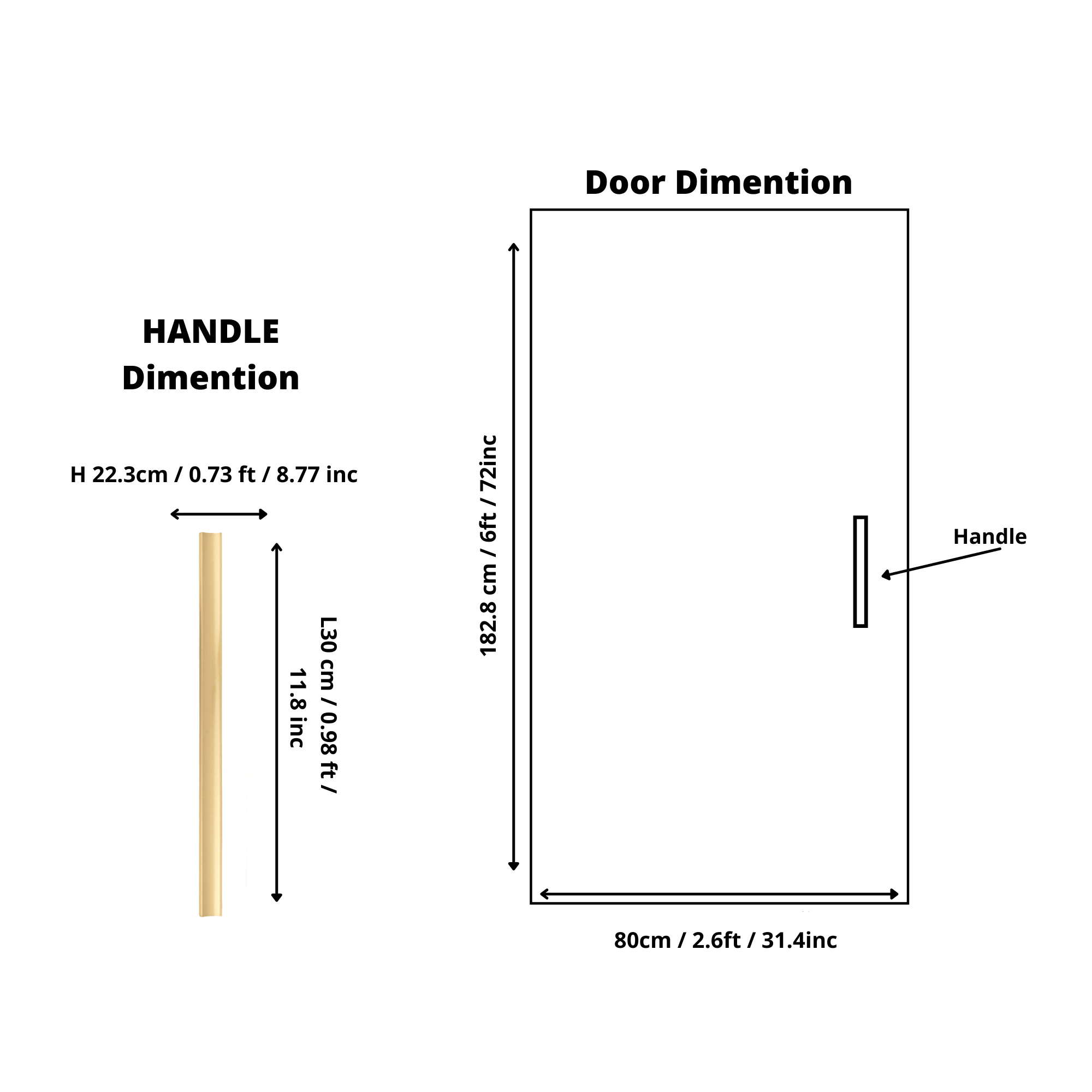 B‑0078 Galactic handle in brushed brass, available in sizes from 32 mm to 400 mm, sleek modern pull for wardrobes, doors, drawers and kitchen cabinets by Mantara.