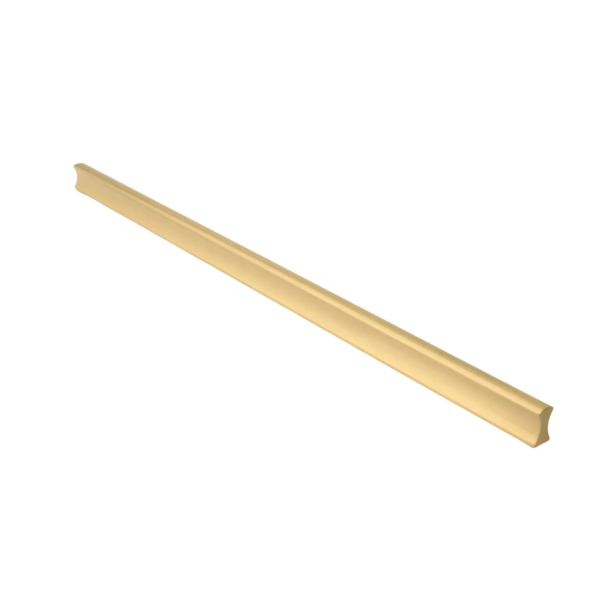 B‑0078 Galactic handle in brushed brass, available in sizes from 32 mm to 400 mm, sleek modern pull for wardrobes, doors, drawers and kitchen cabinets by Mantara.