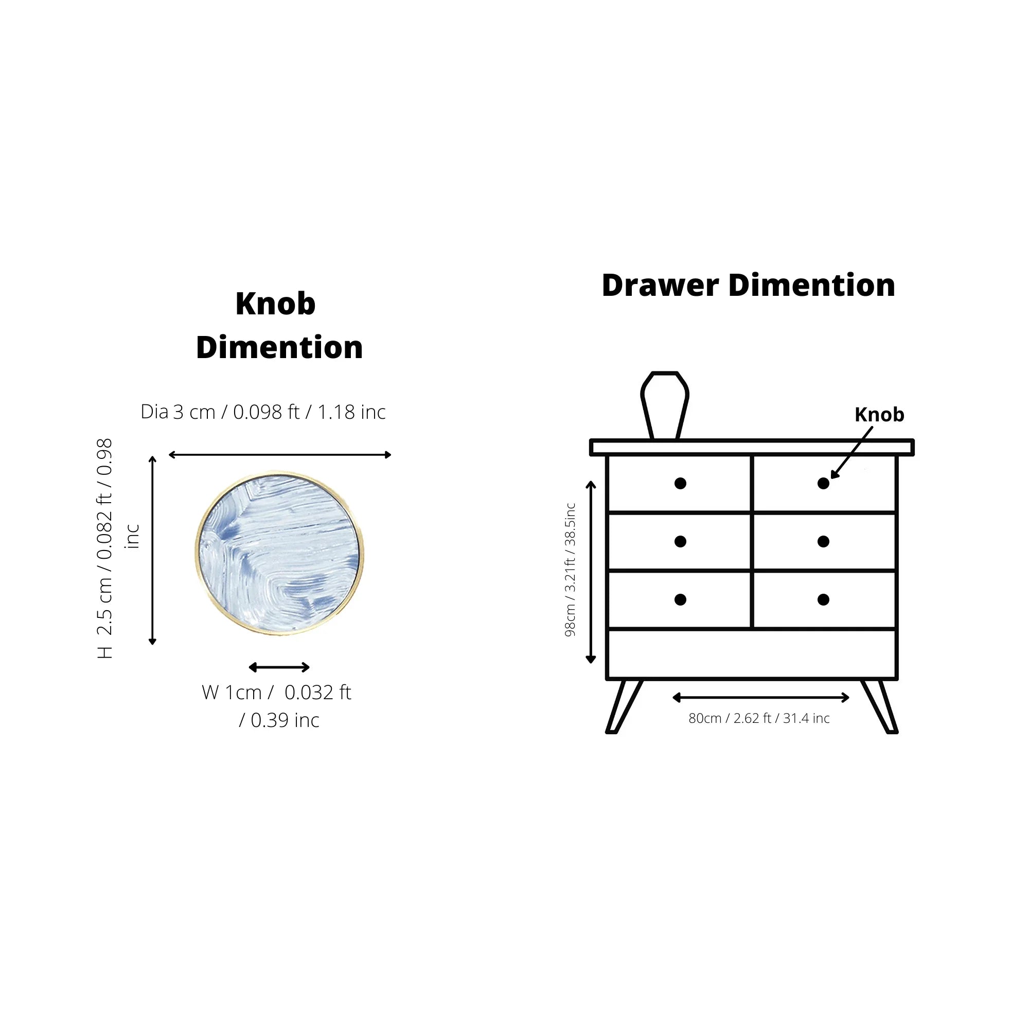 Decorative drawer knob, acrylic+brass, shell-blue & brass, Mantara, Galaxy Knob, A-0005 - round knob, knob collection, hardware shop near me.