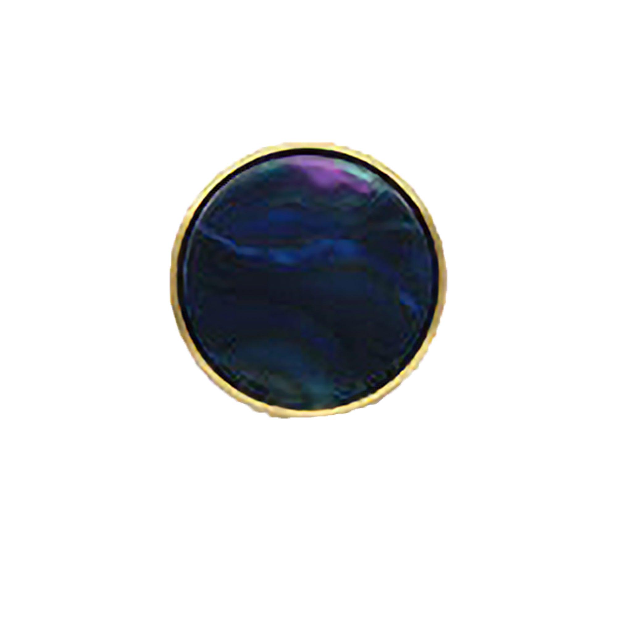 Galaxy knob made of acrylic and brushed brass in Shell Blue, Yellow Snow, Magic Shell, Dark Green, Cloud Mist and Water Mist, model A-0005 by Mantara, A-0005.