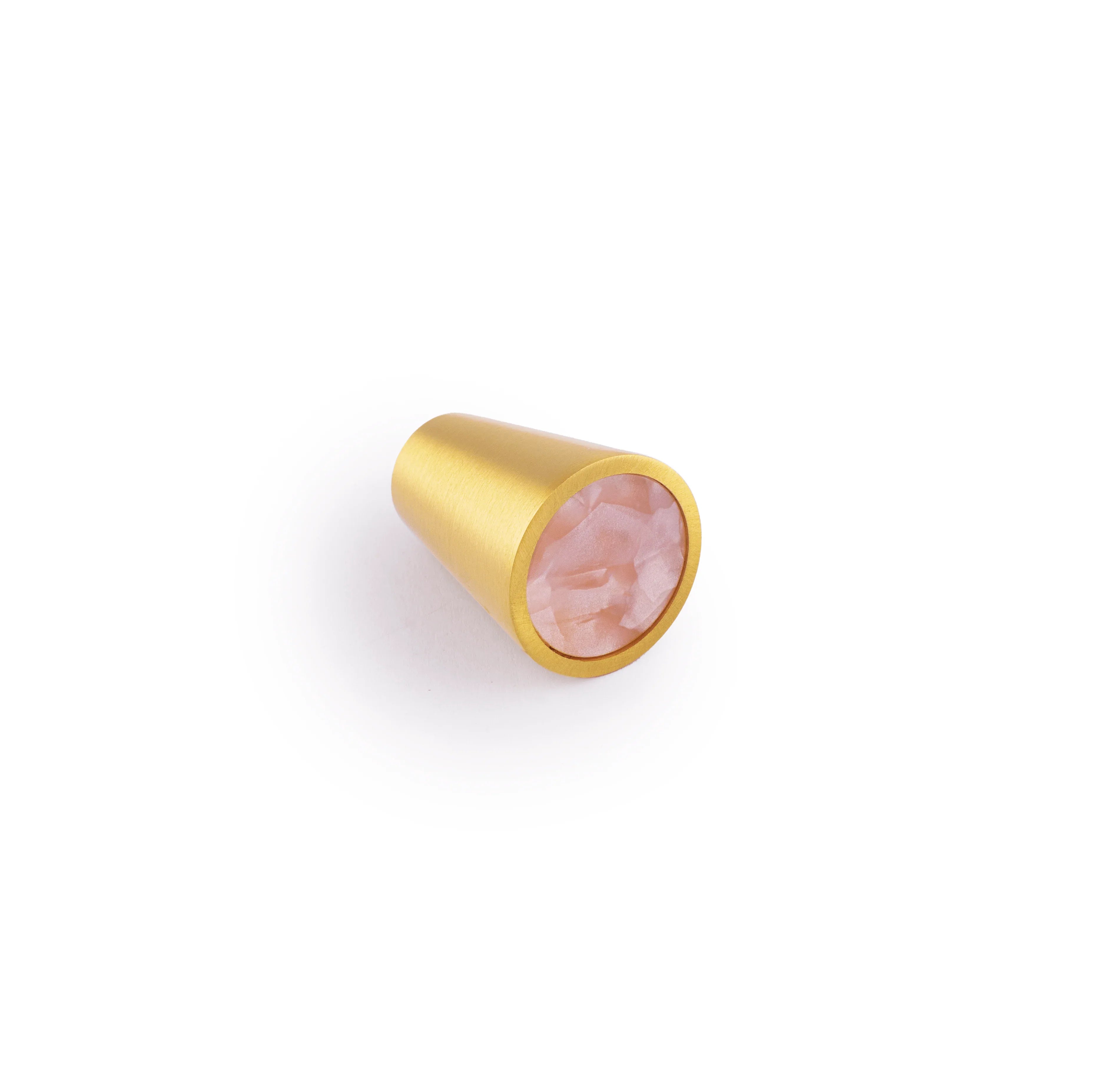 Brass & acrylic cone knob in orange, black and pink, Mantara A-0004 cabinet hardware, cabinet knobs and cabinet pulls.