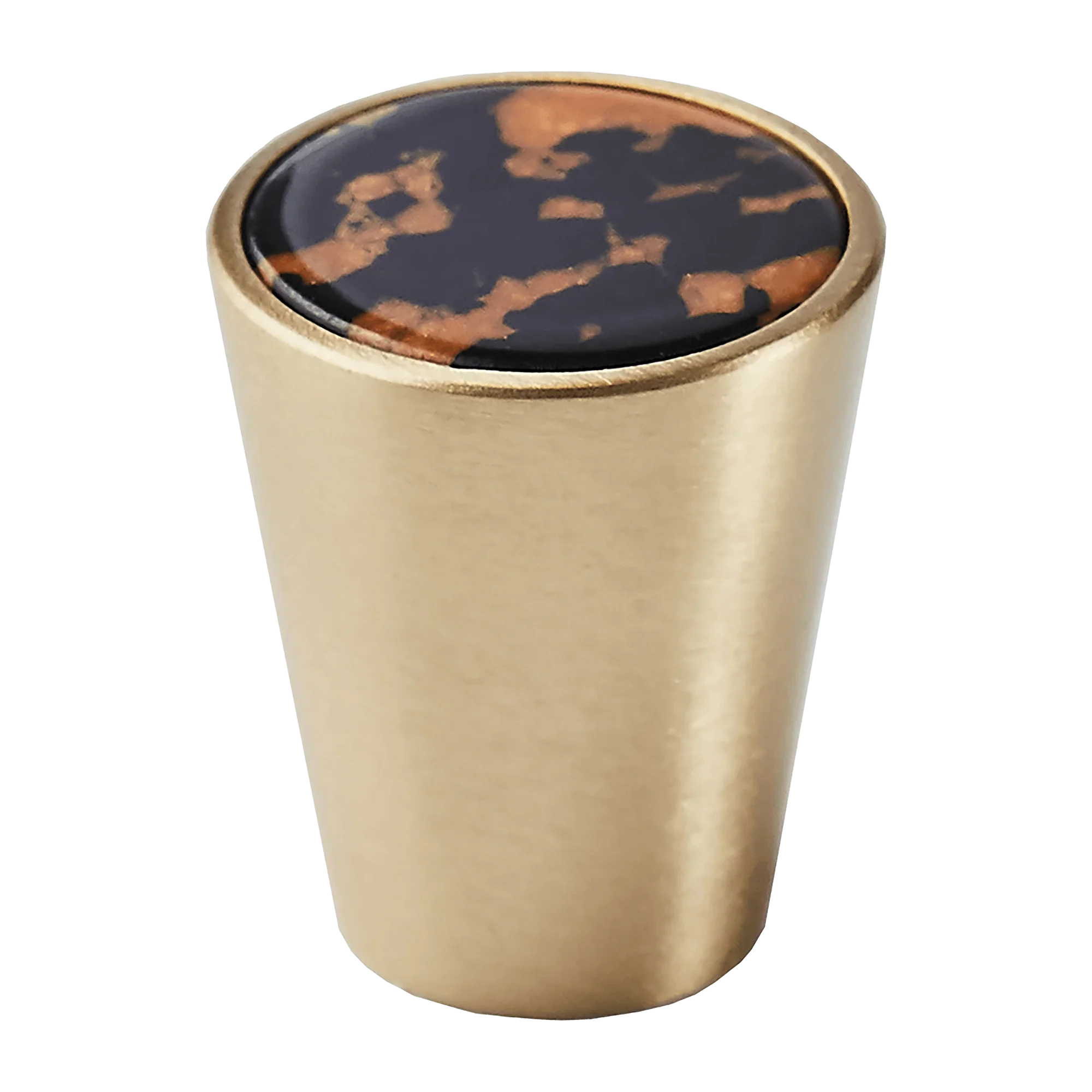 Brass & acrylic cone knob in orange, black and pink, Mantara A-0004 cabinet hardware, cabinet knobs and cabinet pulls.