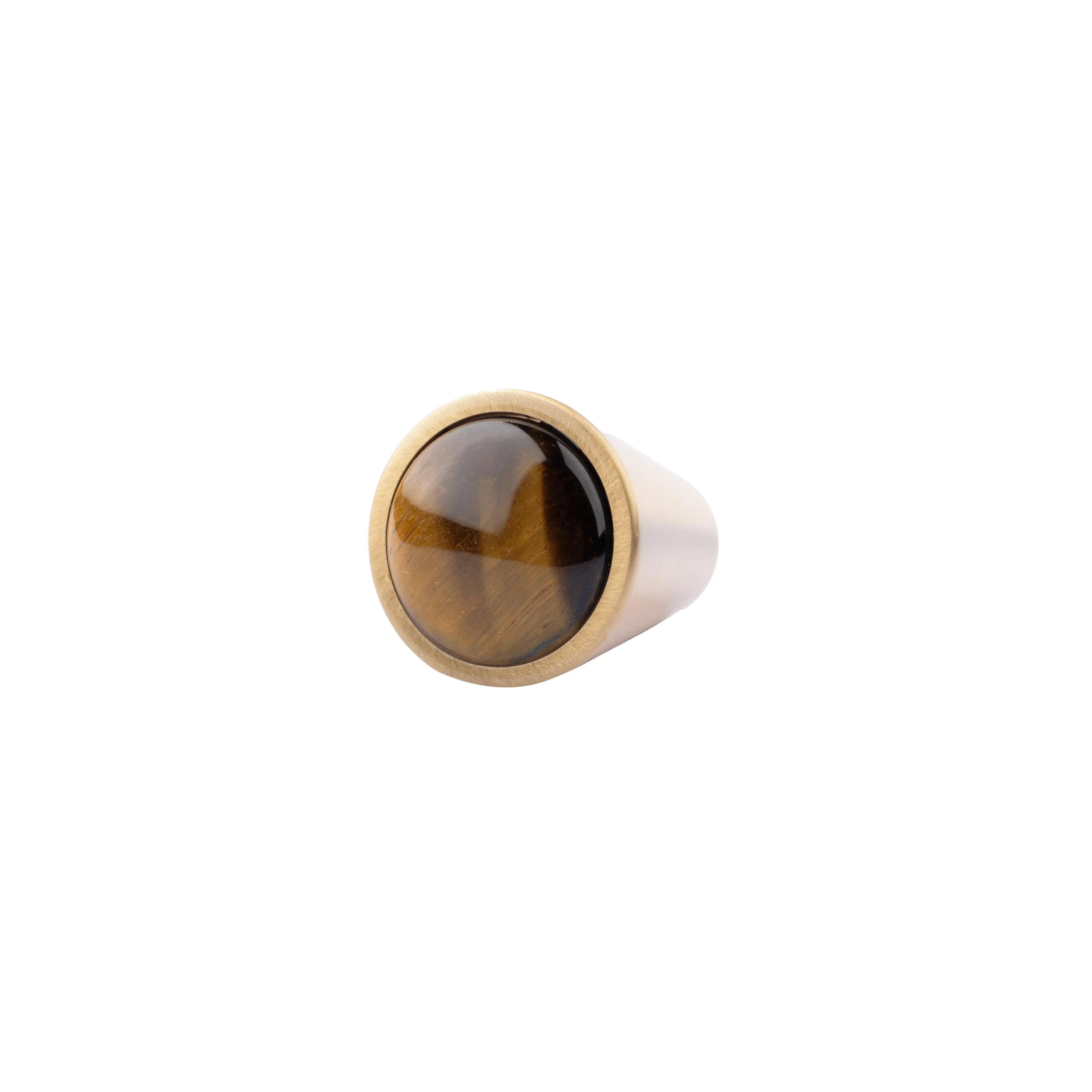 Mantara Gemstone Knob SKU M-0006 is a modern brass and marble knob with polished finish for cabinets and drawers.