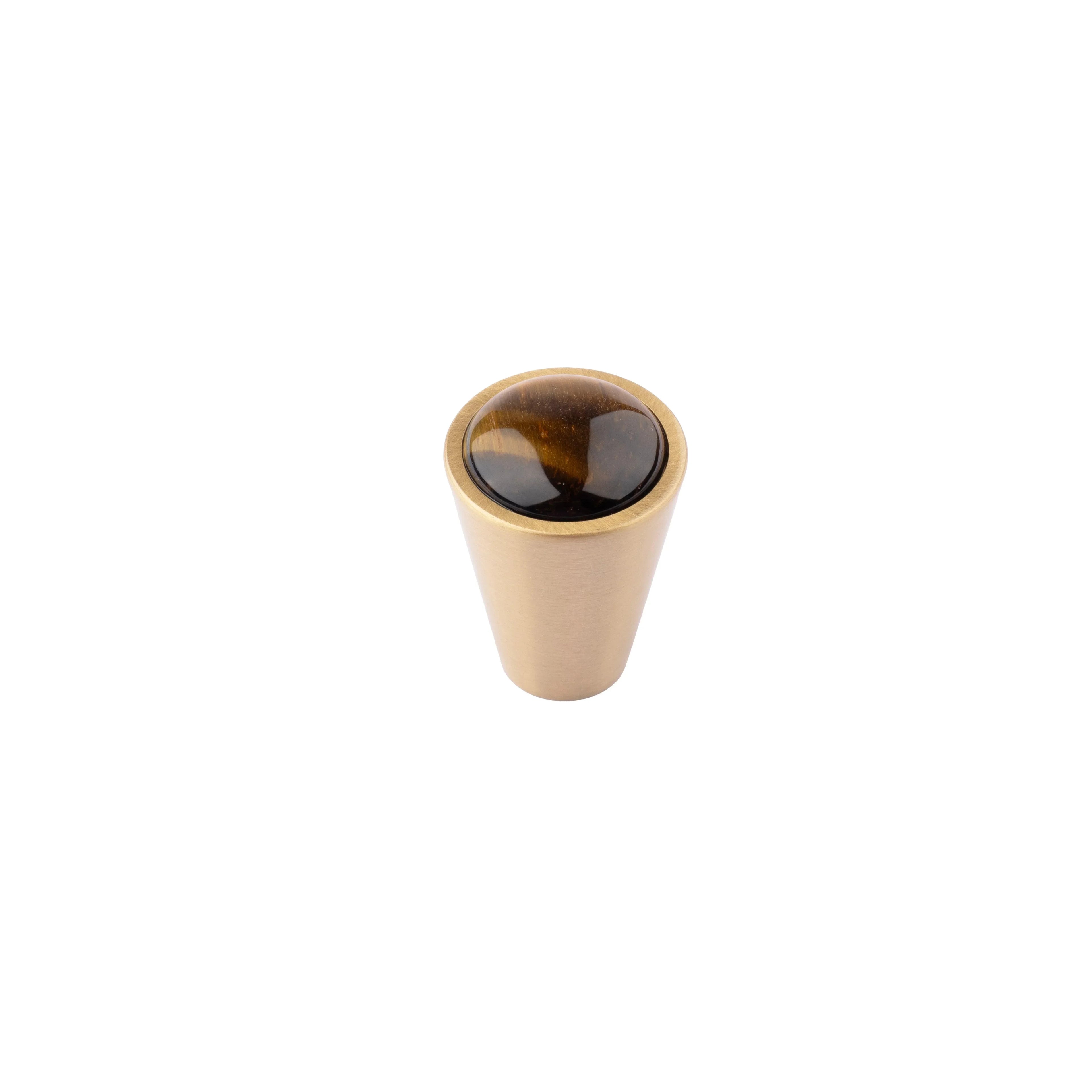 Mantara Gemstone Knob SKU M-0006 is a modern brass and marble knob with polished finish for cabinets and drawers.
