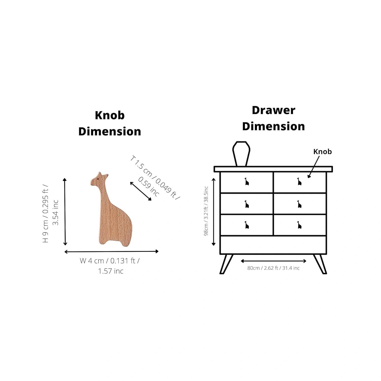 Mantara Giraffe knob W-0024 is a modern walnut wooden knob, ideal for kids’ rooms, drawers, and cabinets.