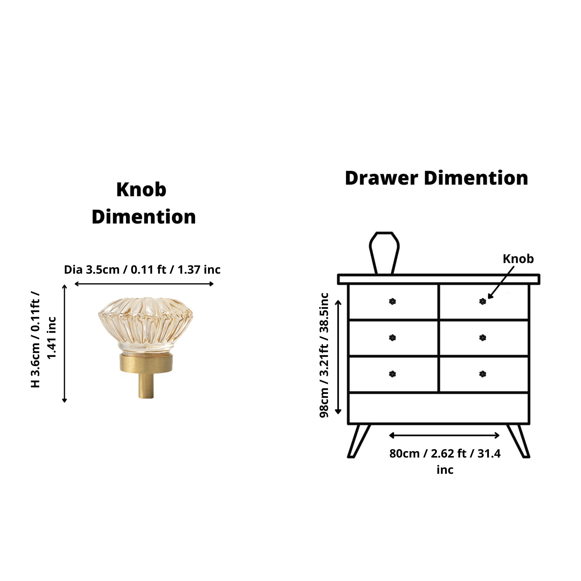The Mantara C-0010 is a modern crystal knob in champagne/brass, ideal for kitchens, drawers, and cabinets.