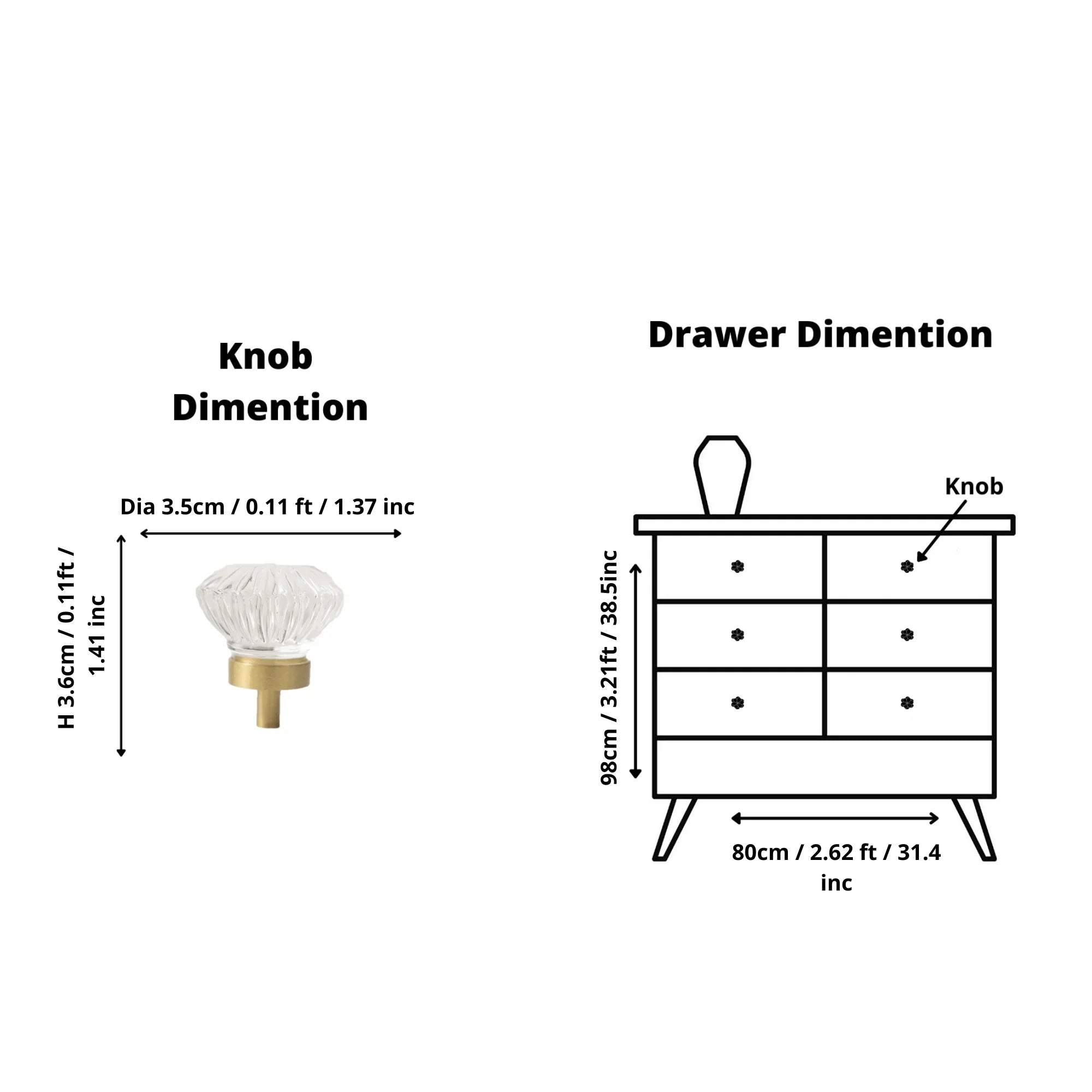 The Mantara C-0010 is a modern crystal knob in white/brass, ideal for kitchens, drawers, and cabinets.