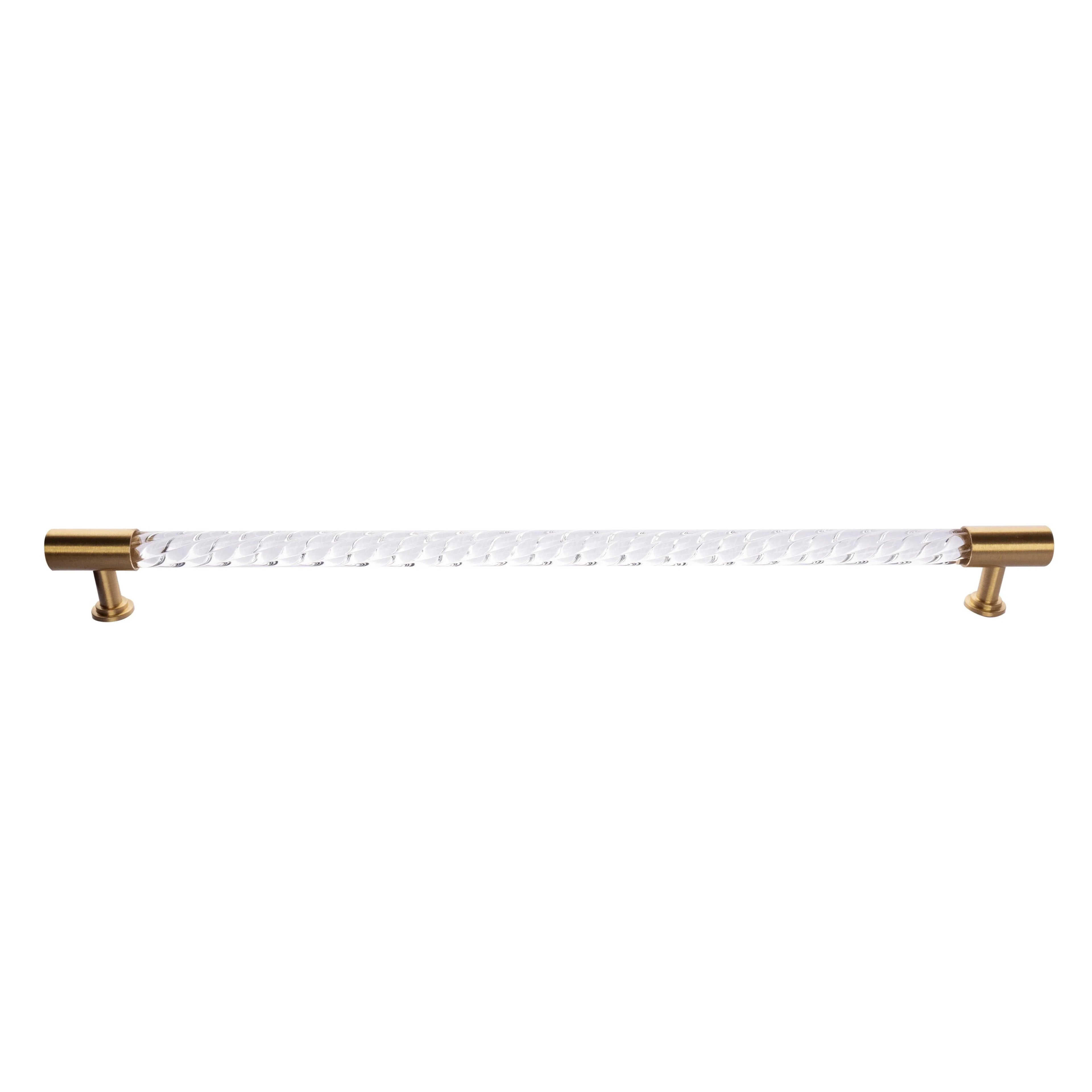 The Mantara A-0012 Helix Handle is a modern white brass and acrylic handle with polished + brushed stem, ideal for doors, cabinets, and wardrobes.