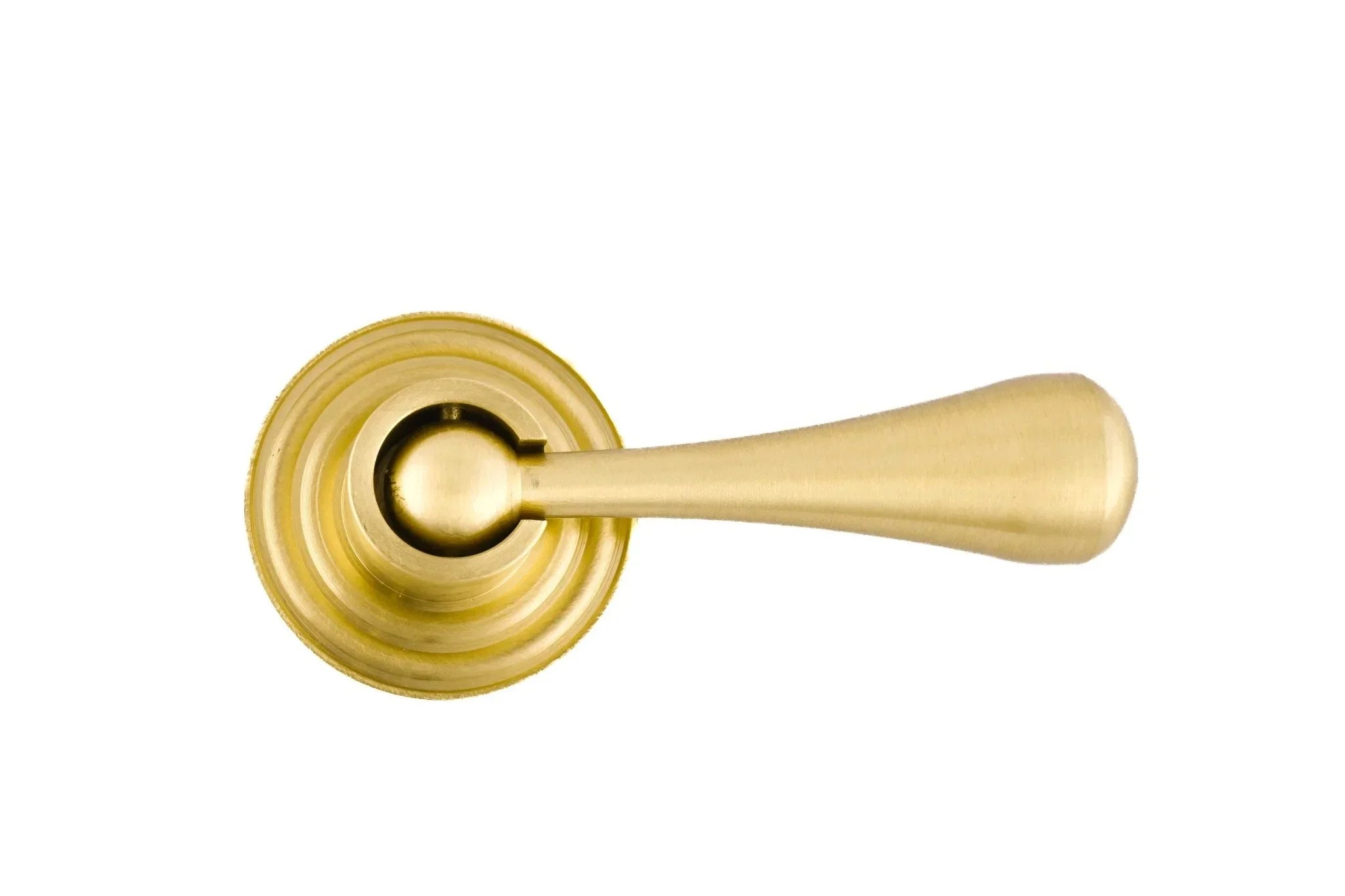 The Mantara B-0036 Heritage Drop Knob is a modern brushed brass knob in gold, ideal for main doors, furniture, drawers, and kitchens.