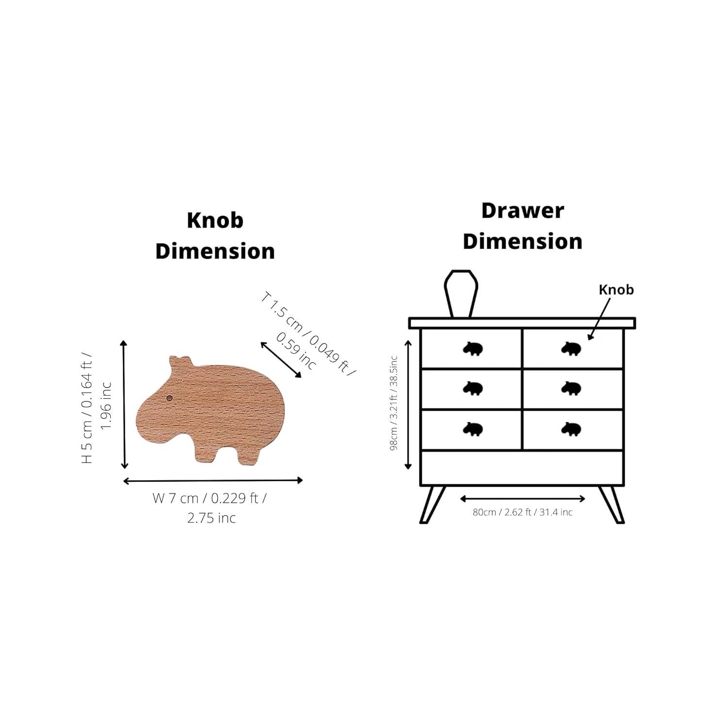 Mantara Hippo Wooden Knob/Hook W-0024 is a modern wood knob and wall hook in brushed walnut finish, ideal for kids’ rooms, cabinets, and wardrobes.