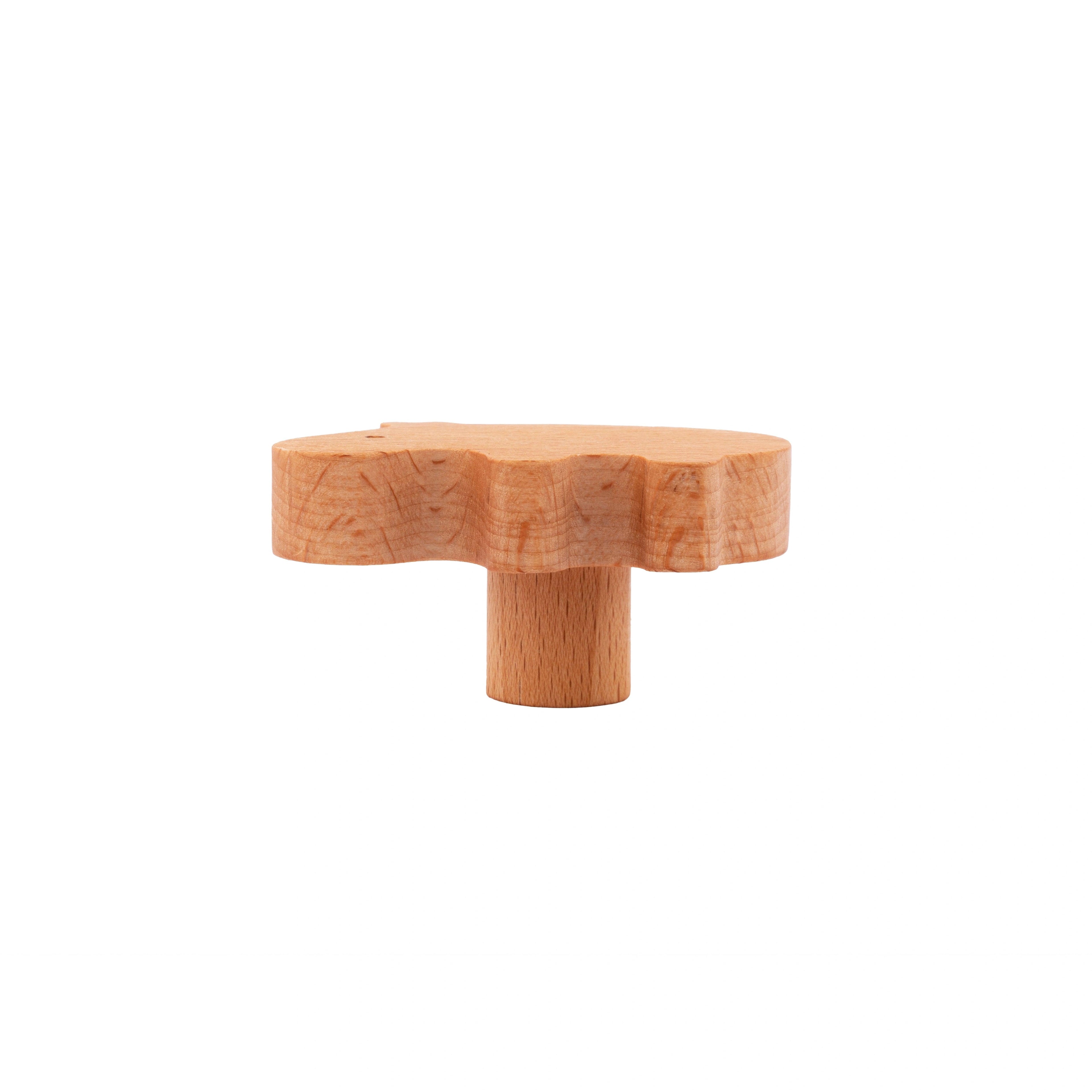 Mantara Hippo Wooden Knob/Hook W-0024 is a modern wood knob and wall hook in brushed beige finish, ideal for kids’ rooms, cabinets, and wardrobes.