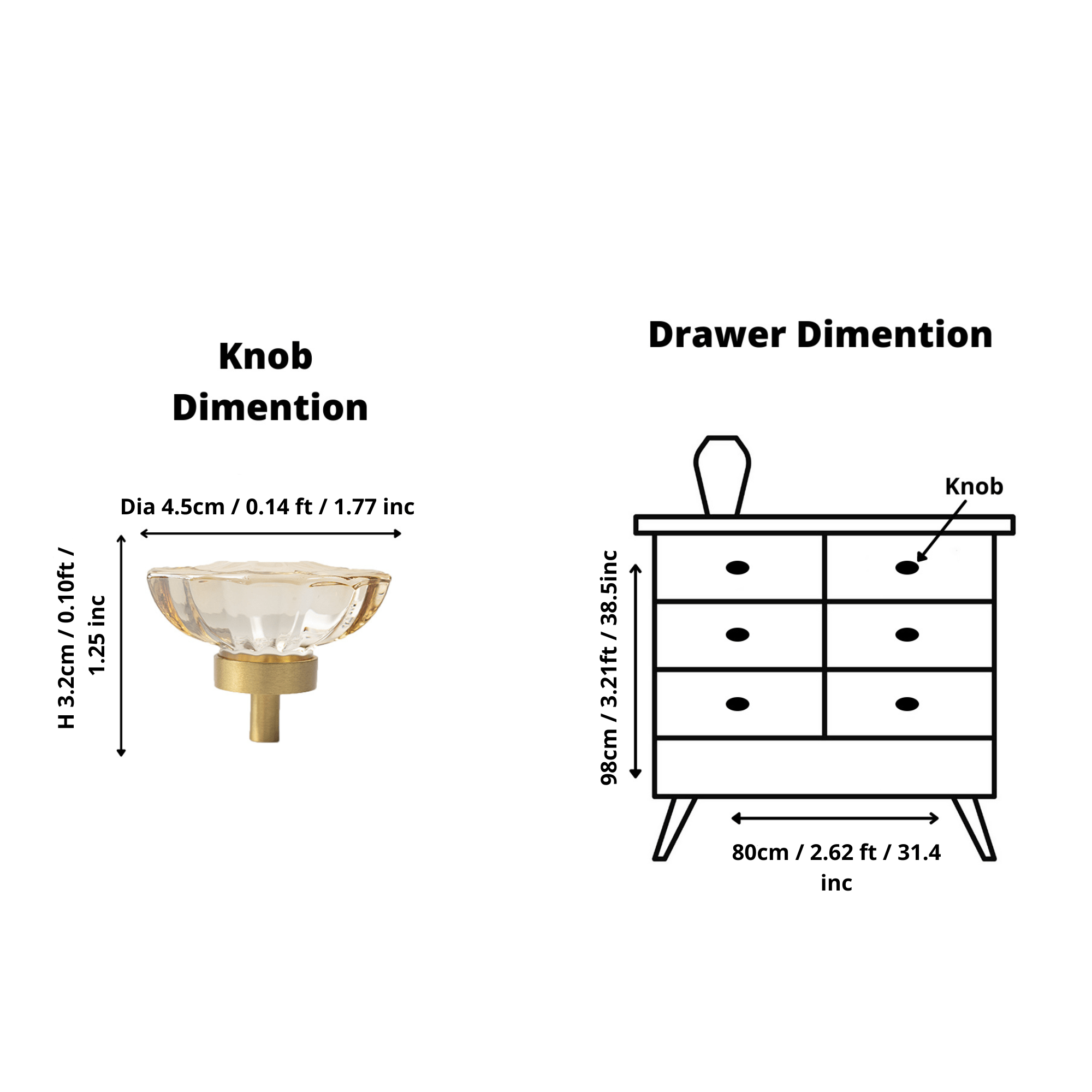 The Mantara C-0009 is a modern artificial crystal + brass knob in champange/brass, ideal for kitchens and cabinets.