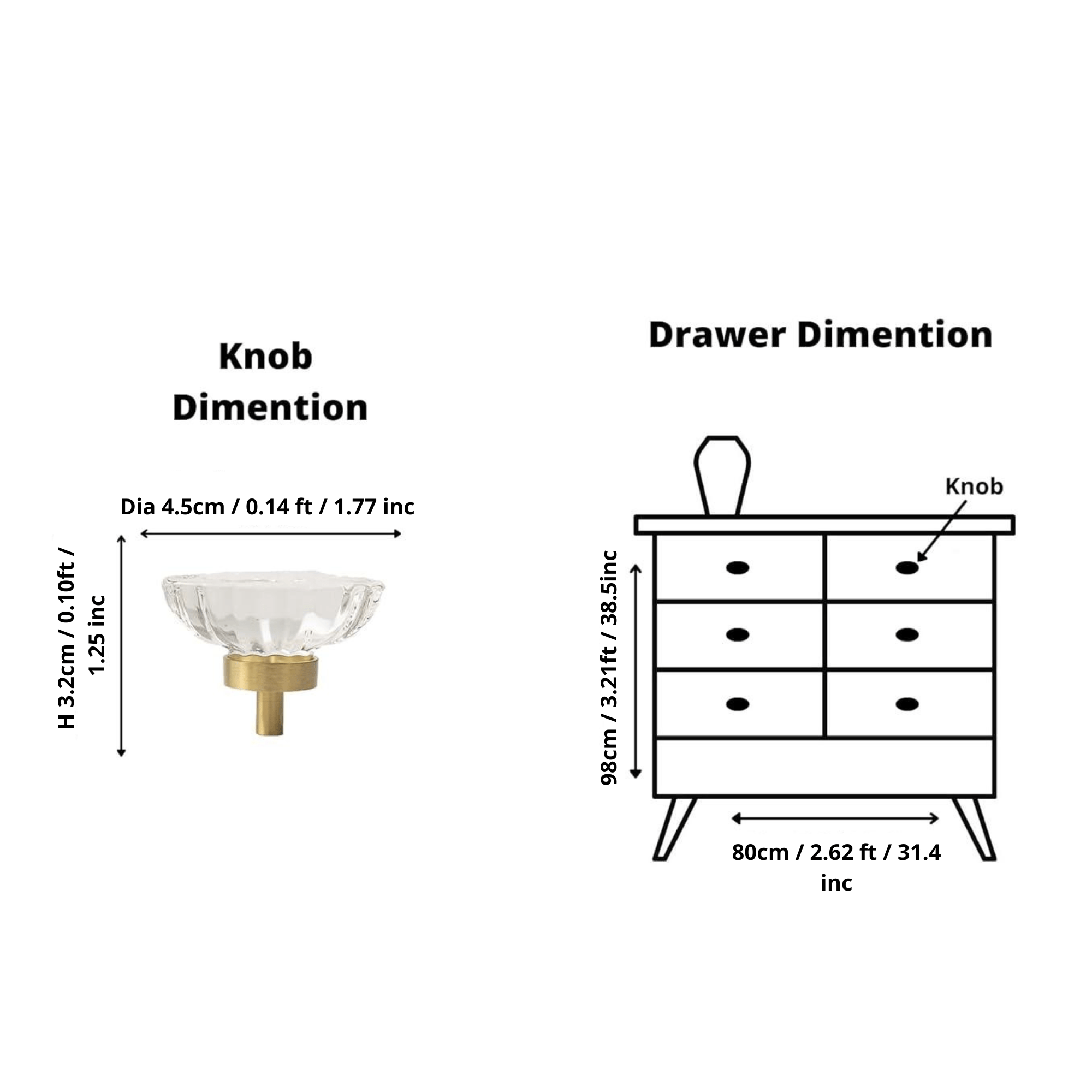 The Mantara C-0009 is a modern artificial crystal + brass knob in white/brass, ideal for kitchens and cabinets.