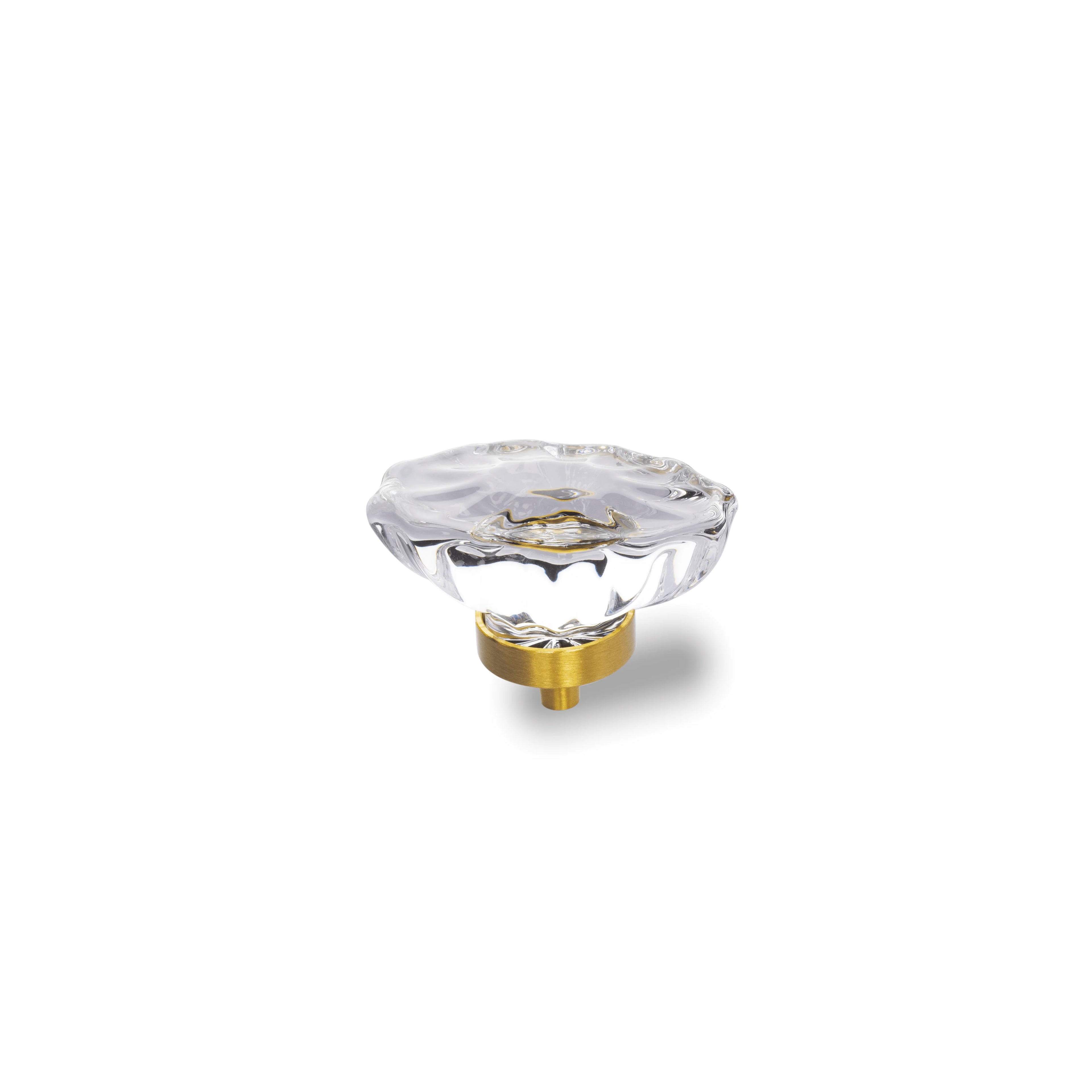 The Mantara C-0009 is a modern artificial crystal + brass knob in white/brass, ideal for kitchens and cabinets.
