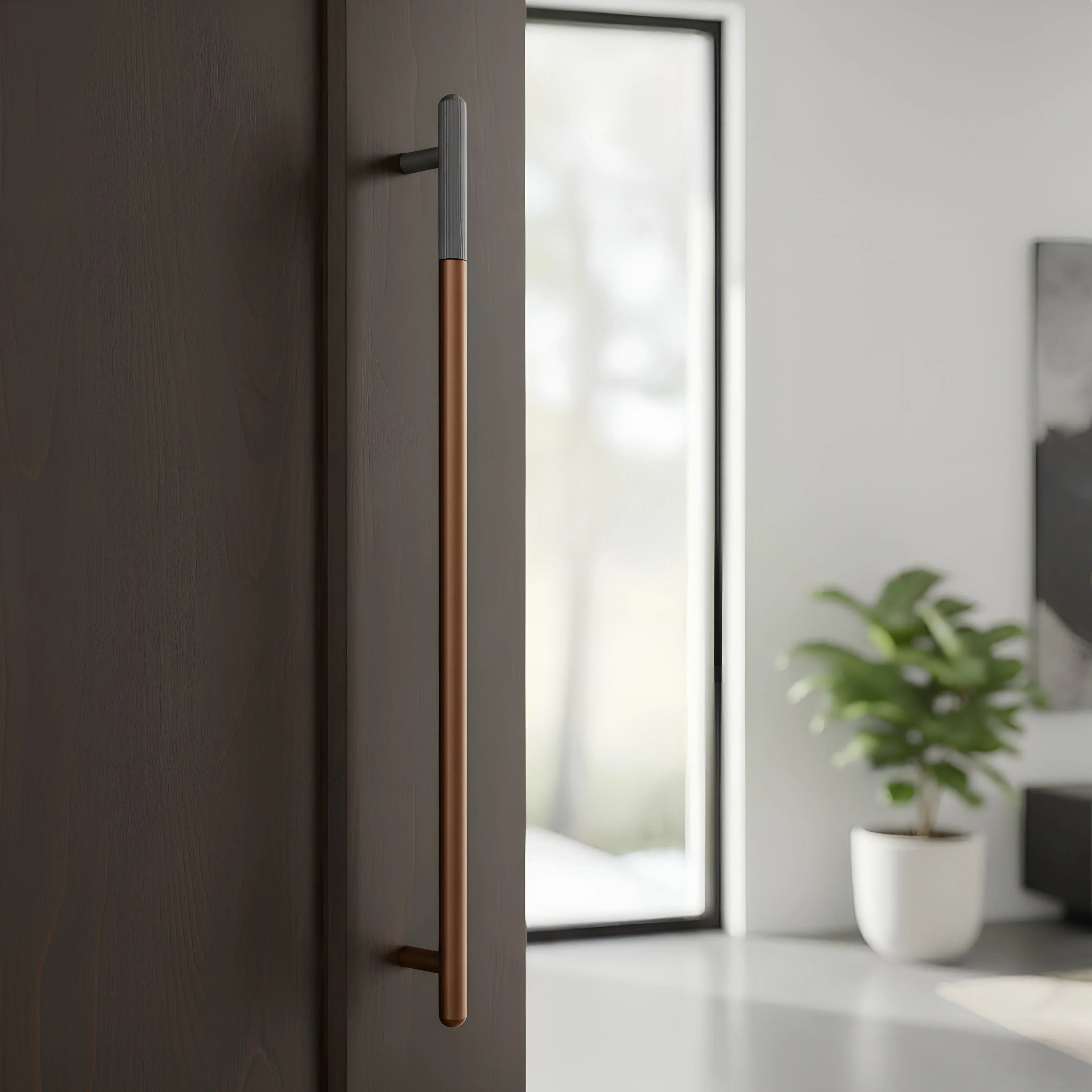 The Mantara AL-0003 Urbane Bar Handle is a modern aluminum alloy handle in black, perfect for doors and wardrobes.