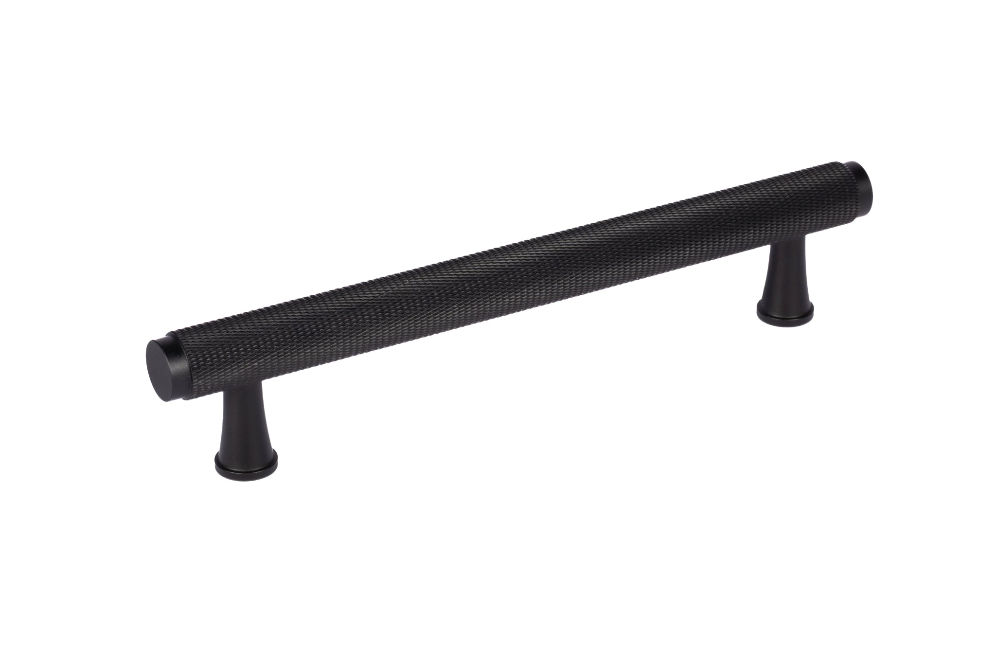 Inez handle AL-0013, black aluminum, L165mm CC128mm, brushed finish, for kitchen drawers & cupboards by Mantara