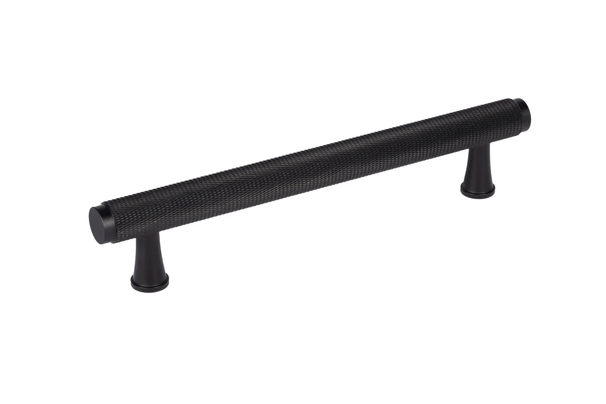 The Mantara AL-0013 Inez Handle is a modern black aluminum handle with a brushed finish, perfect for kitchens, drawers, and cabinets.