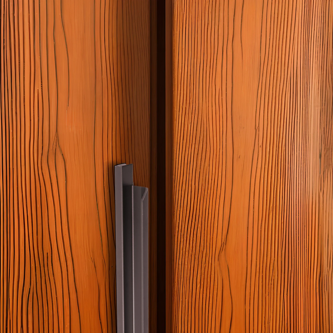 The Mantara AL-0008 Isla Handle is a modern grey aluminum handle with a brushed finish, ideal for kitchens, cabinets, and wardrobes.