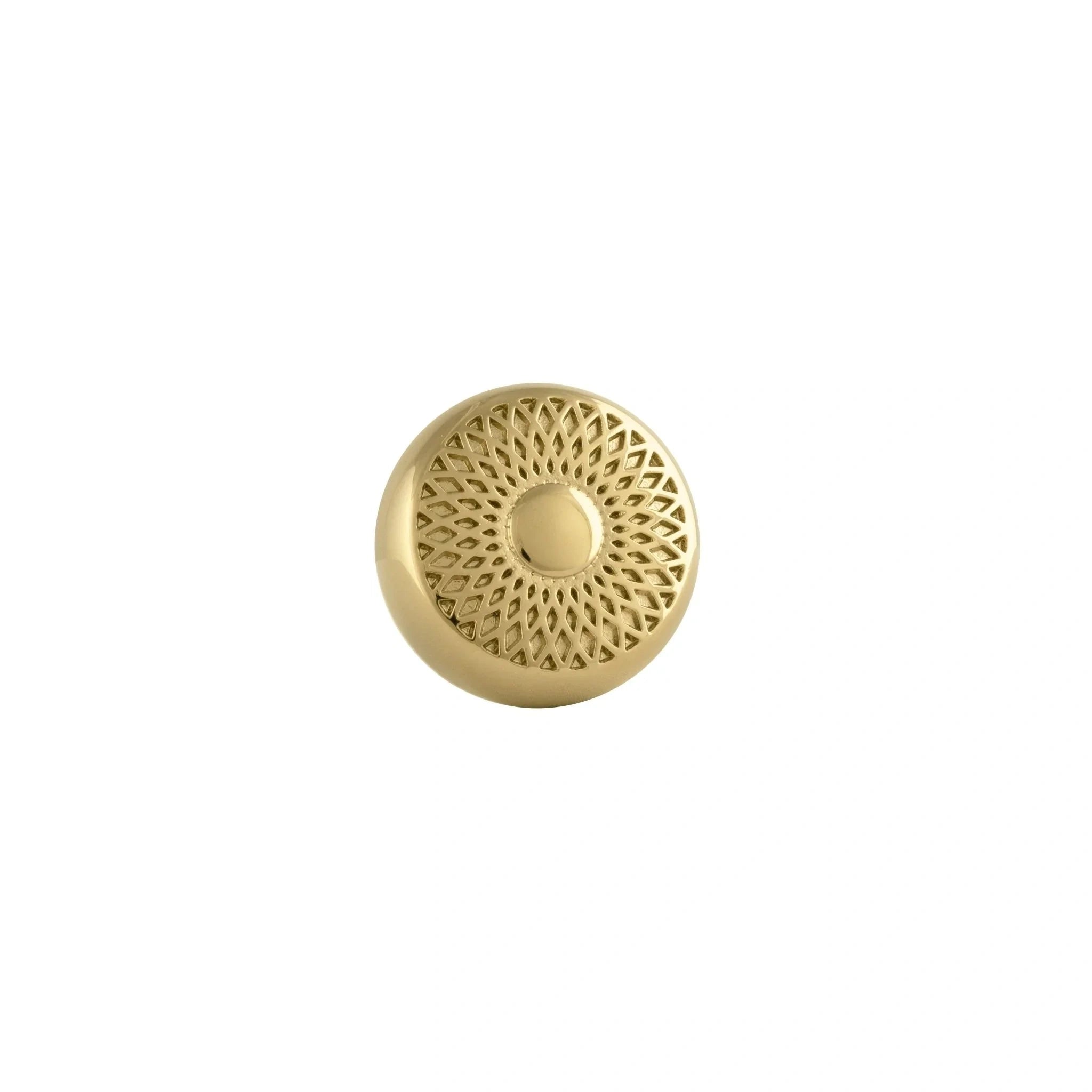 Mantara Karna Matte Knob Handle SKU B-0032 is a modern brass knob in brushed gold for doors, cabinets, drawers.