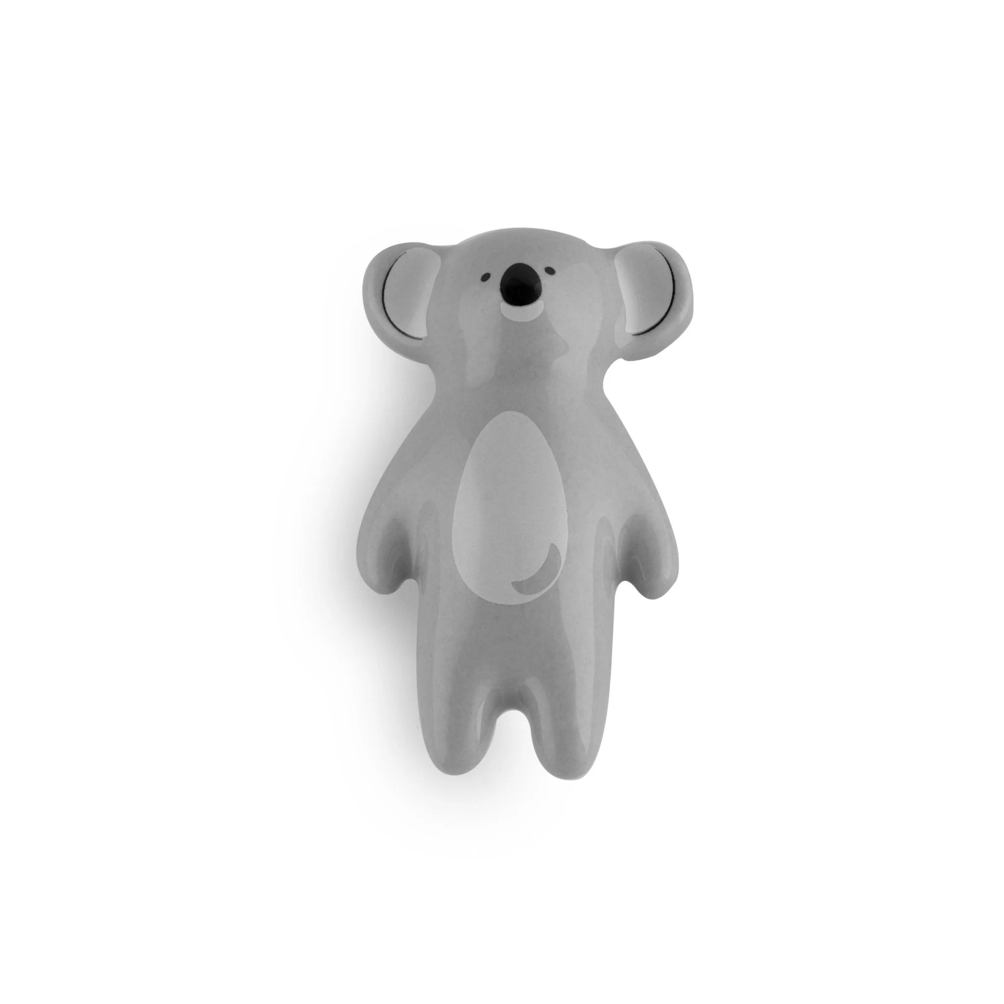 The Mantara CR-0001-Koala Koala Knob is a modern grey ceramic knob with a polished finish, ideal for wardrobes, drawers, and kids&