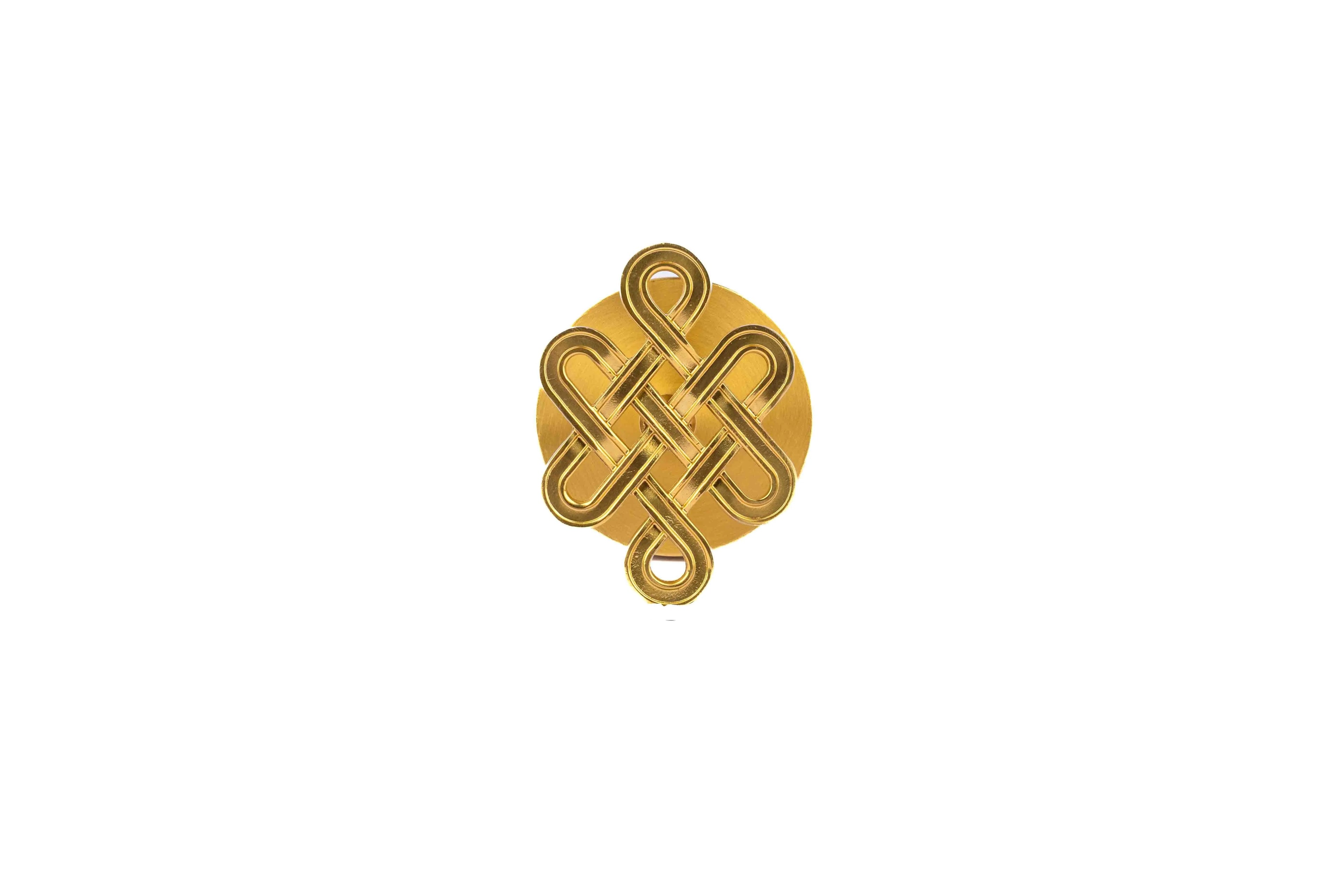 The Lattice Hook by Mantara B-0116 is a modern brass wall hook in gold with a brushed finish, ideal for kitchens and bedrooms.