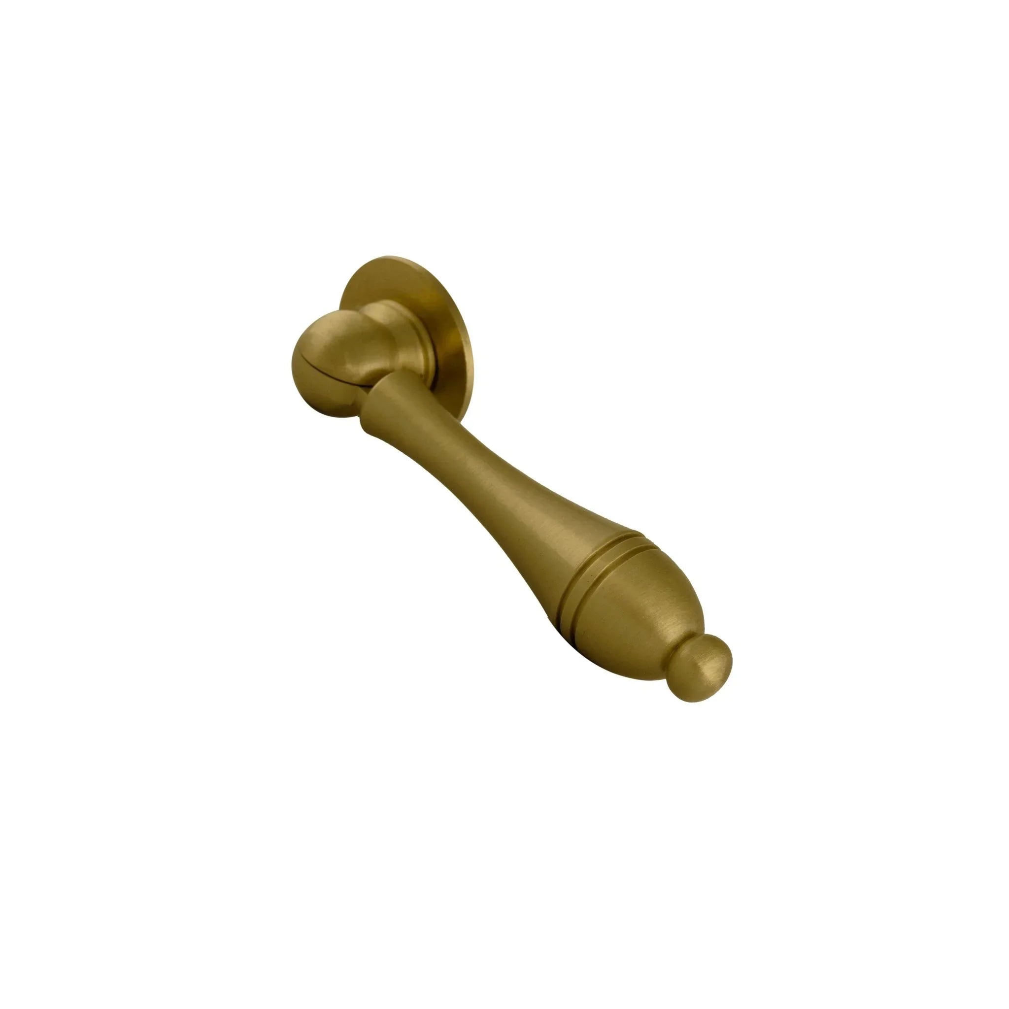 The Mantara B-0041 Legacy Drop Knob is a modern brushed brass knob in gold, ideal for furniture, cabinets, bedrooms, and kitchens.