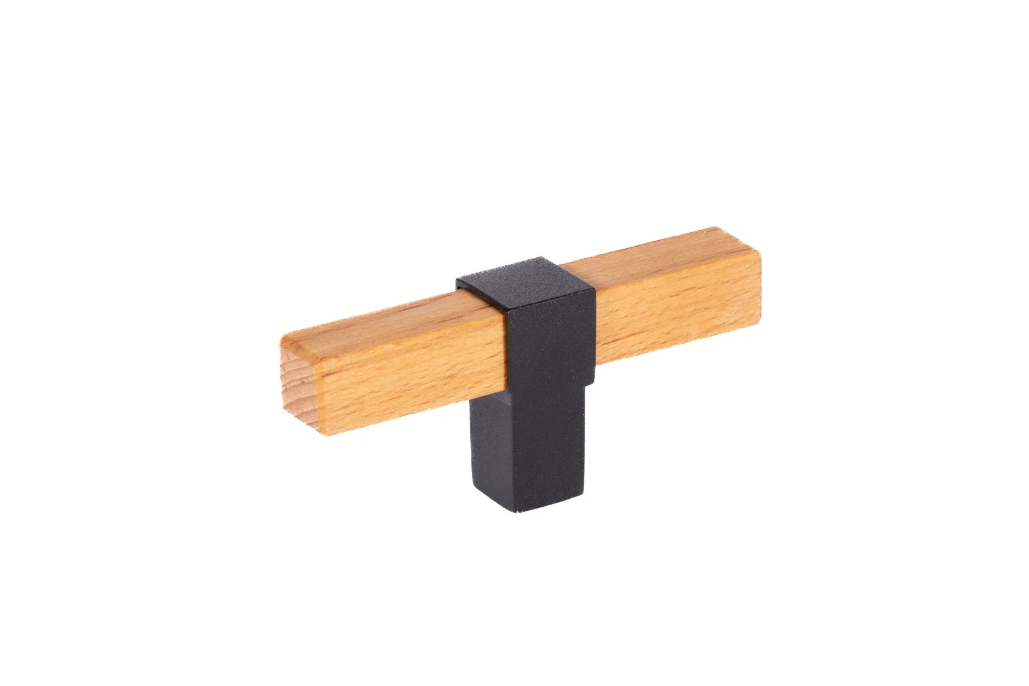 Mantara Lorien Handle W-0028 is a modern zinc and beech wood Tbar in black ideal for kitchen and dresser drawers.