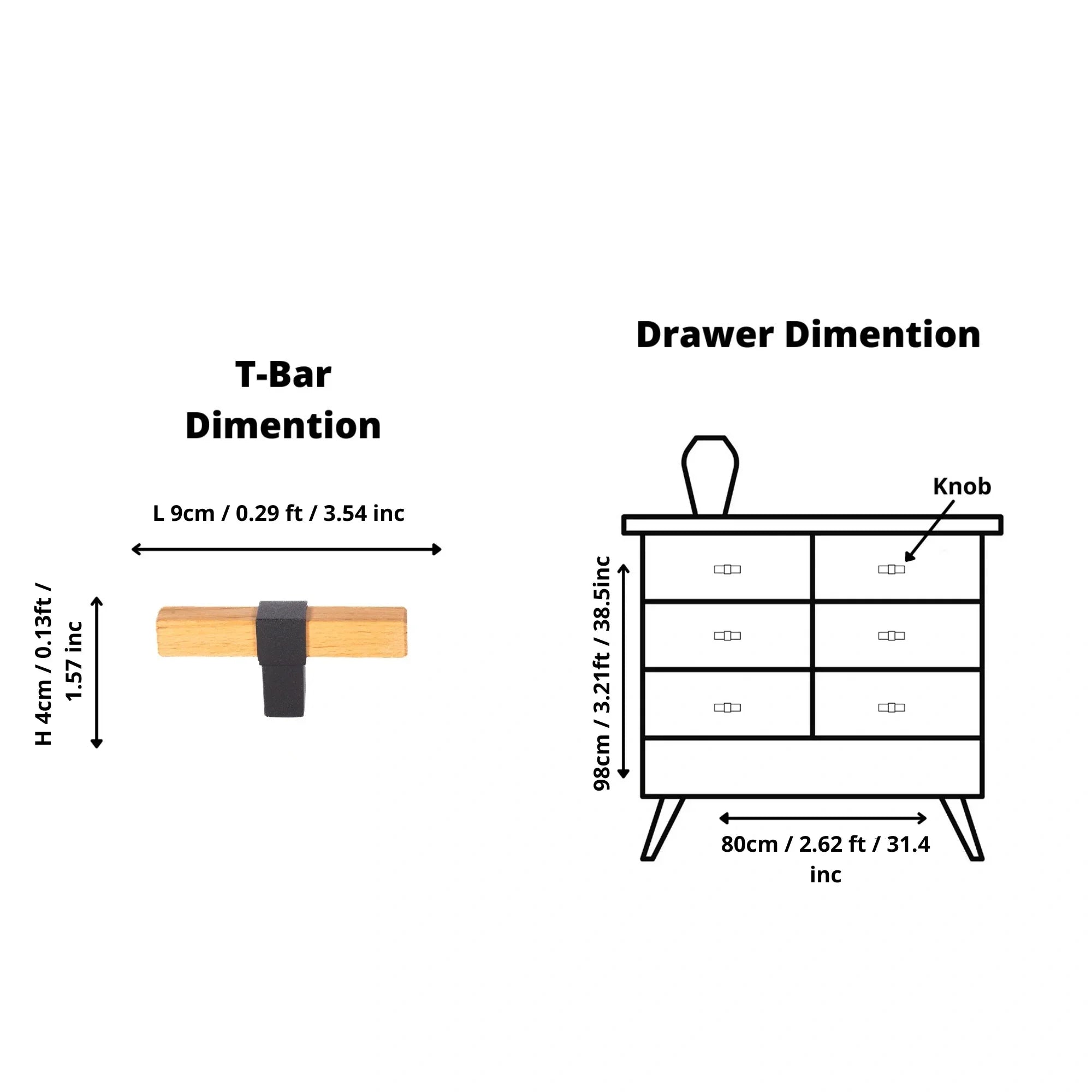 Mantara Lorien Handle W-0028 is a modern zinc and beech wood Tbar in black ideal for kitchen and dresser drawers.