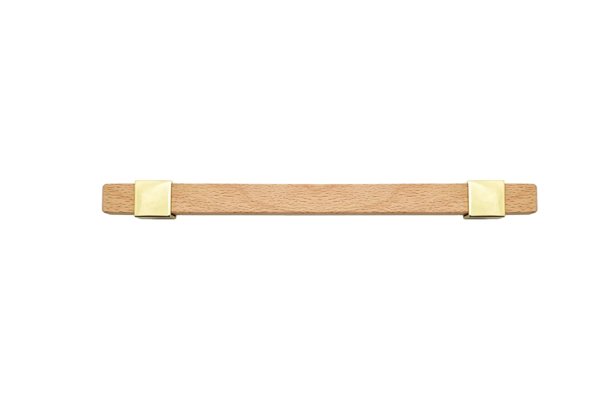 Mantara Lorien Handle W-0028 is a modern zinc and beech wood handle in Gold ideal for kitchen and dresser drawers.