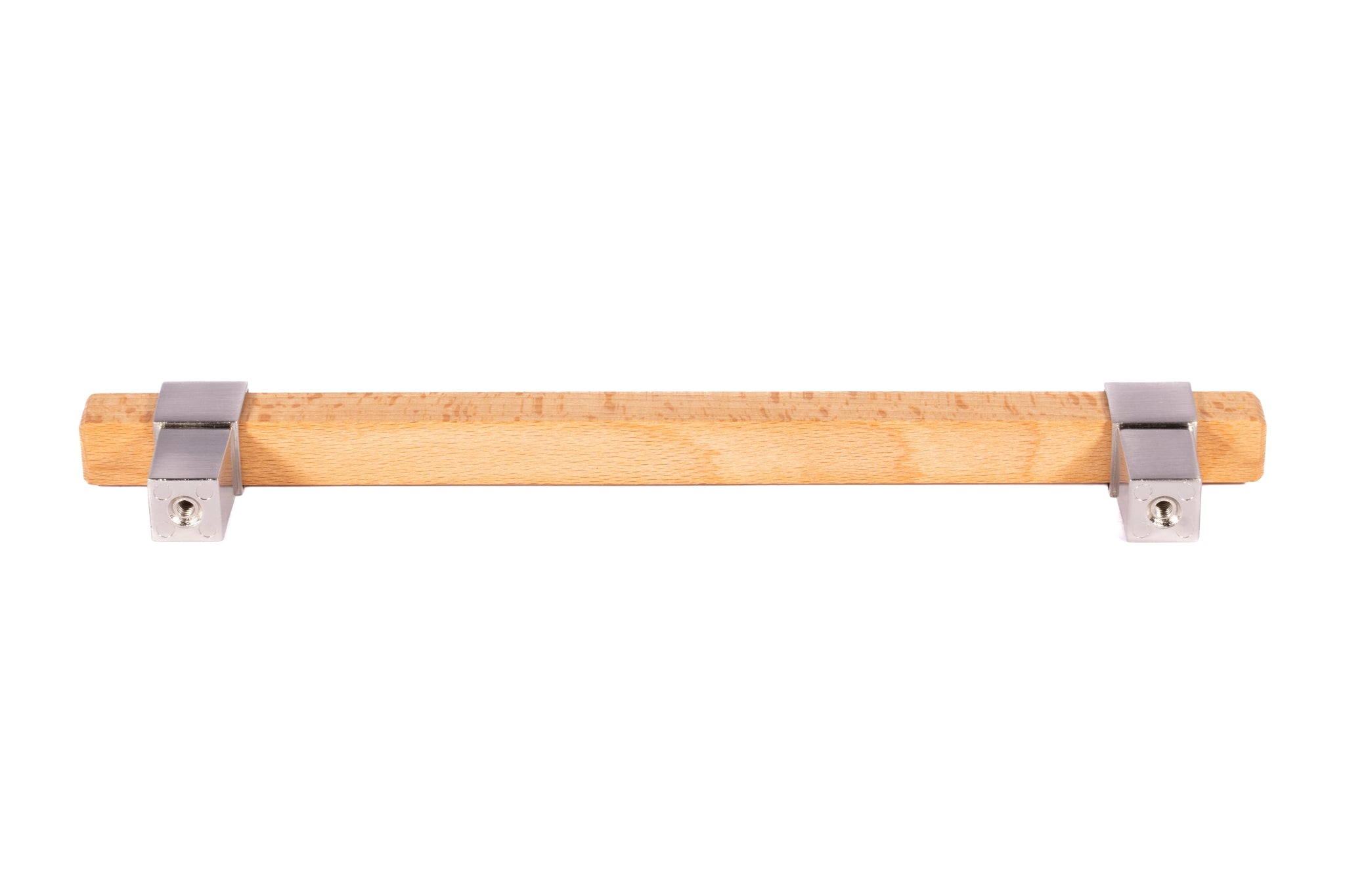 Mantara Lorien Handle W-0028 is a modern zinc and beech wood handle in silver ideal for kitchen and dresser drawers.