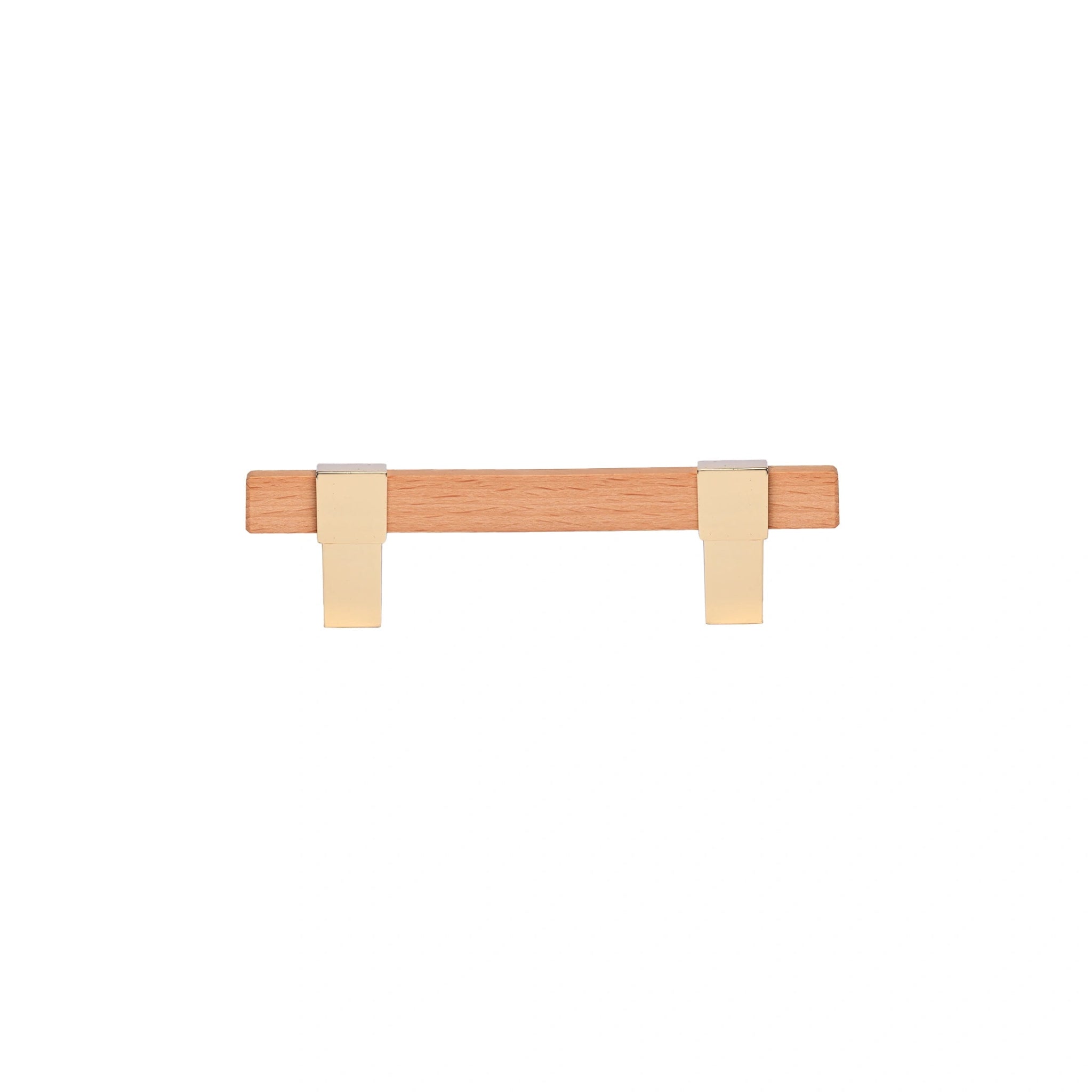 Mantara Lorien Handle W-0028 is a modern zinc and beech wood handle in Gold ideal for kitchen and dresser drawers.