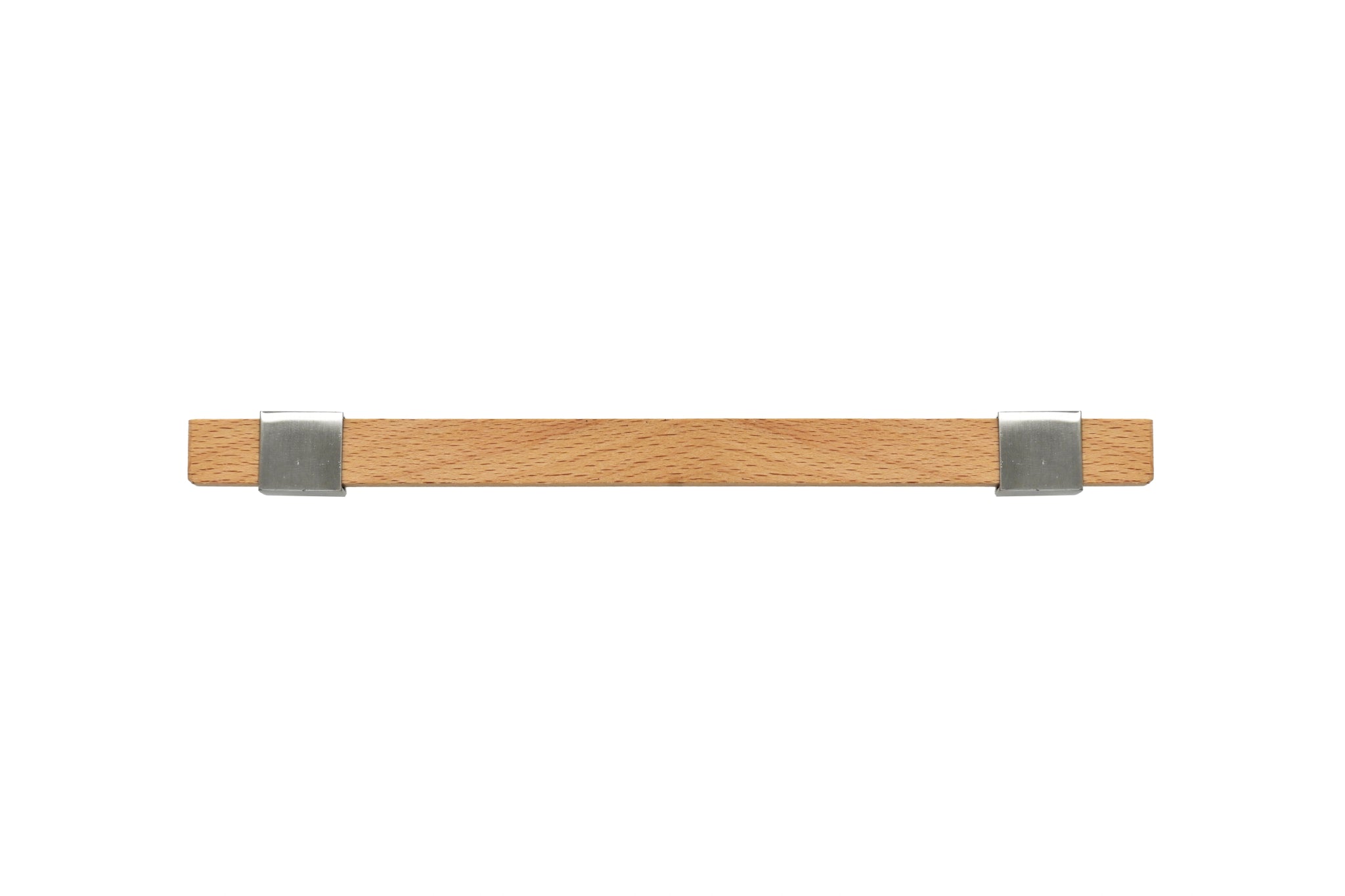 Mantara Lorien Handle W-0028 is a modern zinc and beech wood handle in silver ideal for kitchen and dresser drawers.