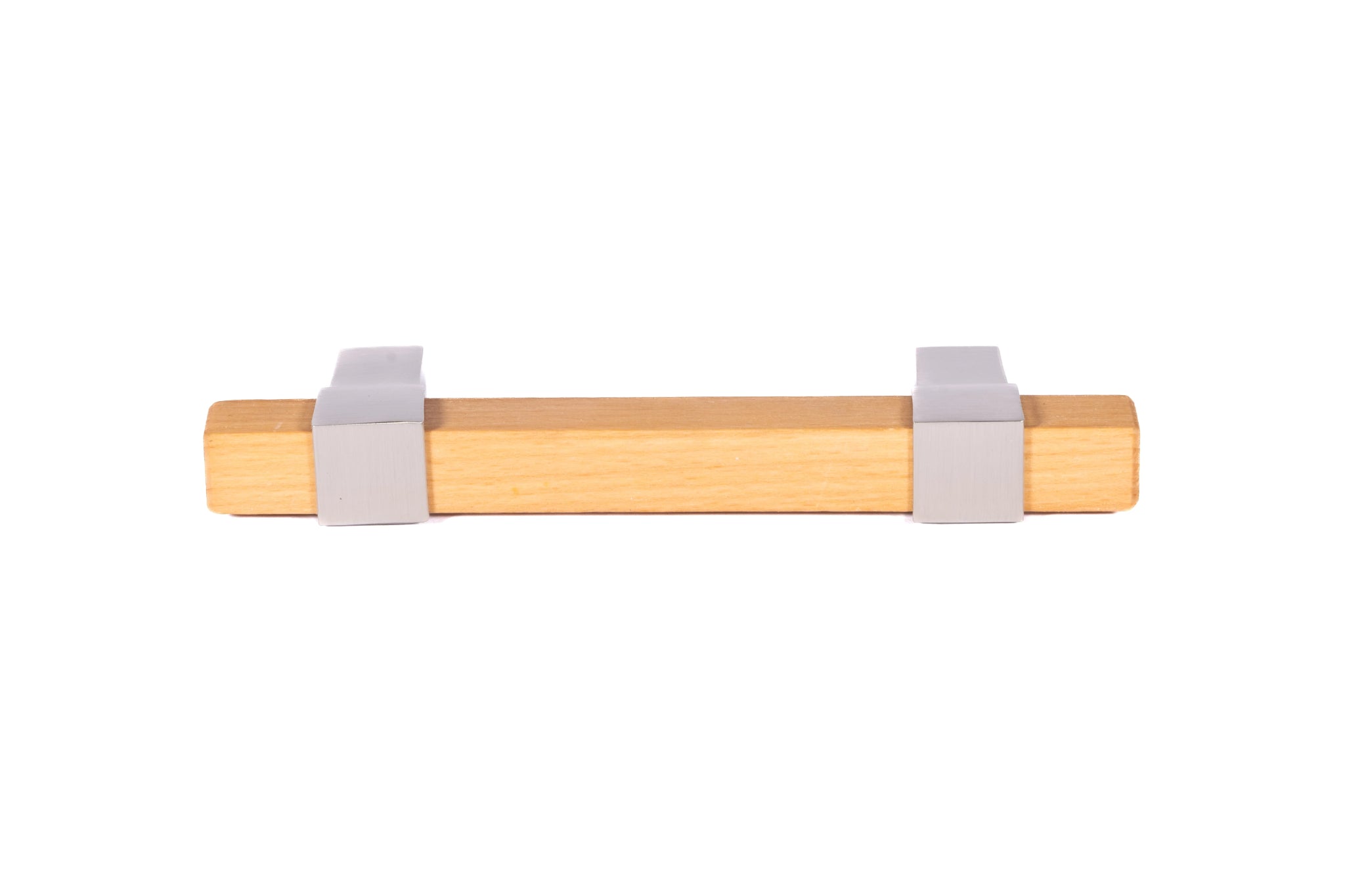 Mantara Lorien Handle W-0028 is a modern zinc and beech wood handle in silver ideal for kitchen and dresser drawers.